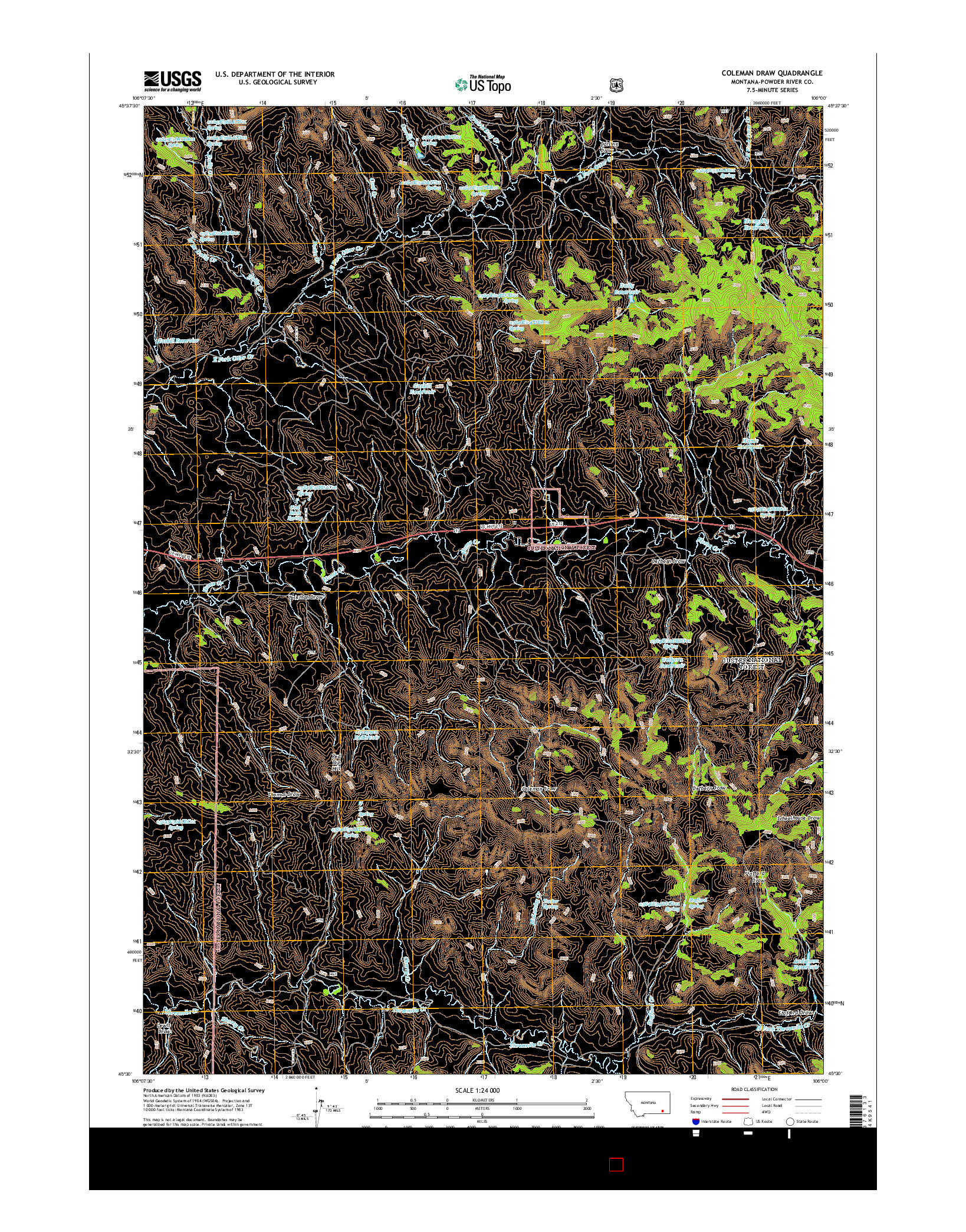 USGS US TOPO 7.5-MINUTE MAP FOR COLEMAN DRAW, MT 2014