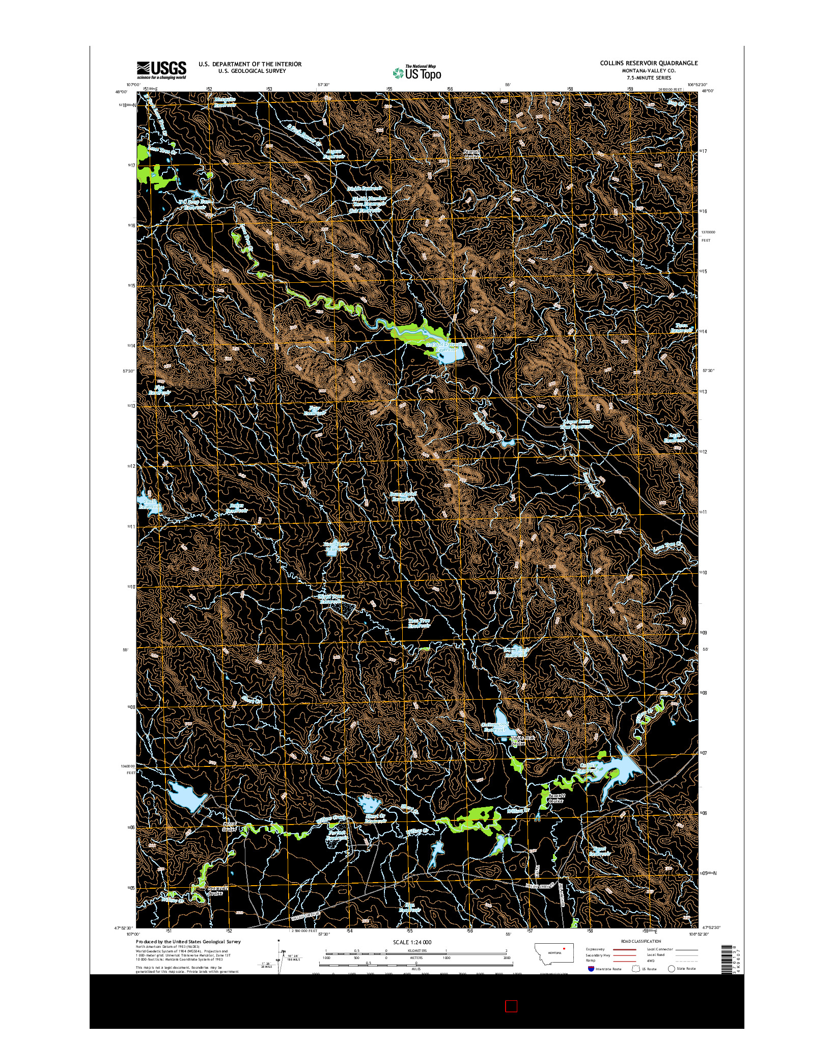 USGS US TOPO 7.5-MINUTE MAP FOR COLLINS RESERVOIR, MT 2014