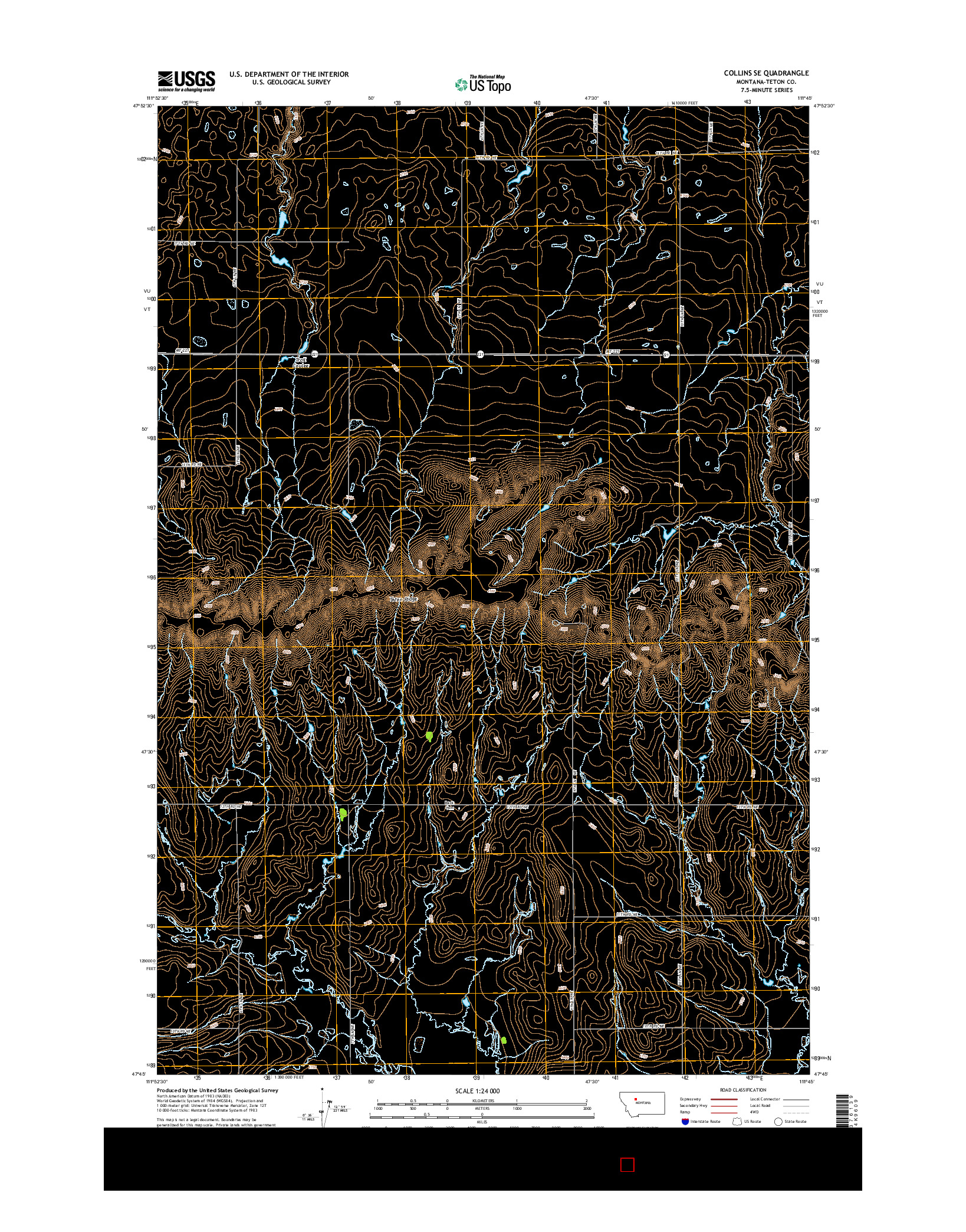 USGS US TOPO 7.5-MINUTE MAP FOR COLLINS SE, MT 2014