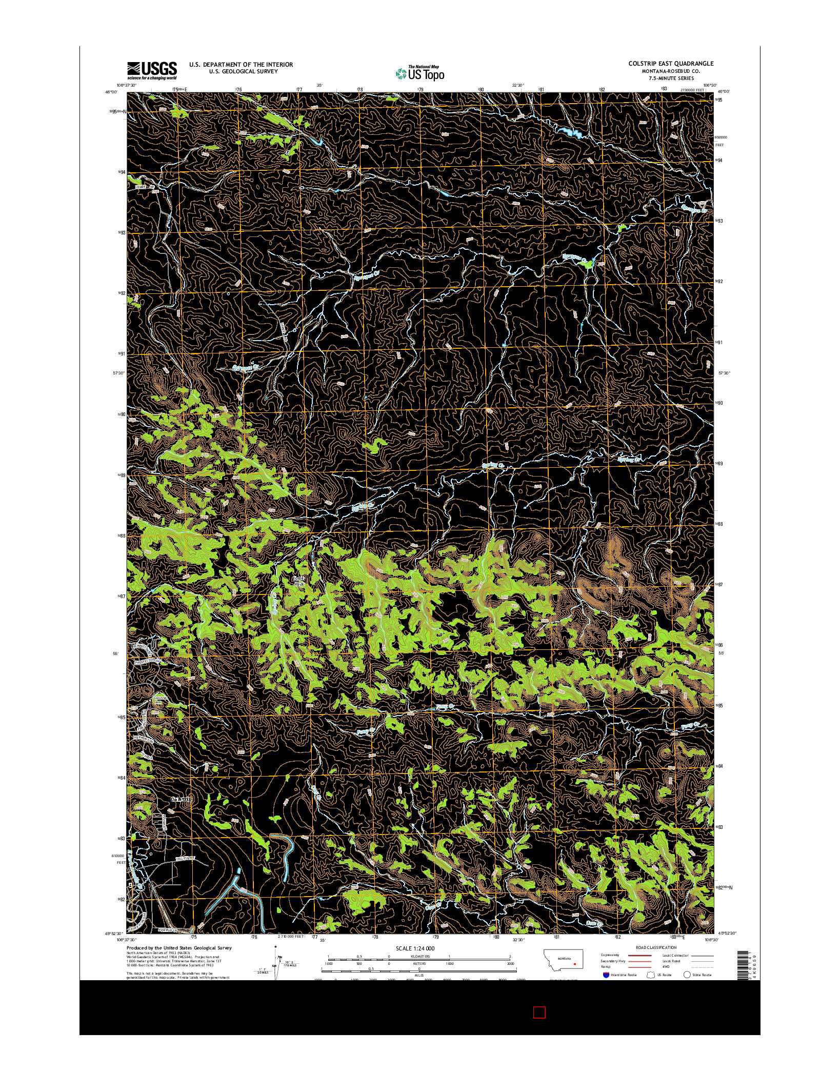 USGS US TOPO 7.5-MINUTE MAP FOR COLSTRIP EAST, MT 2014
