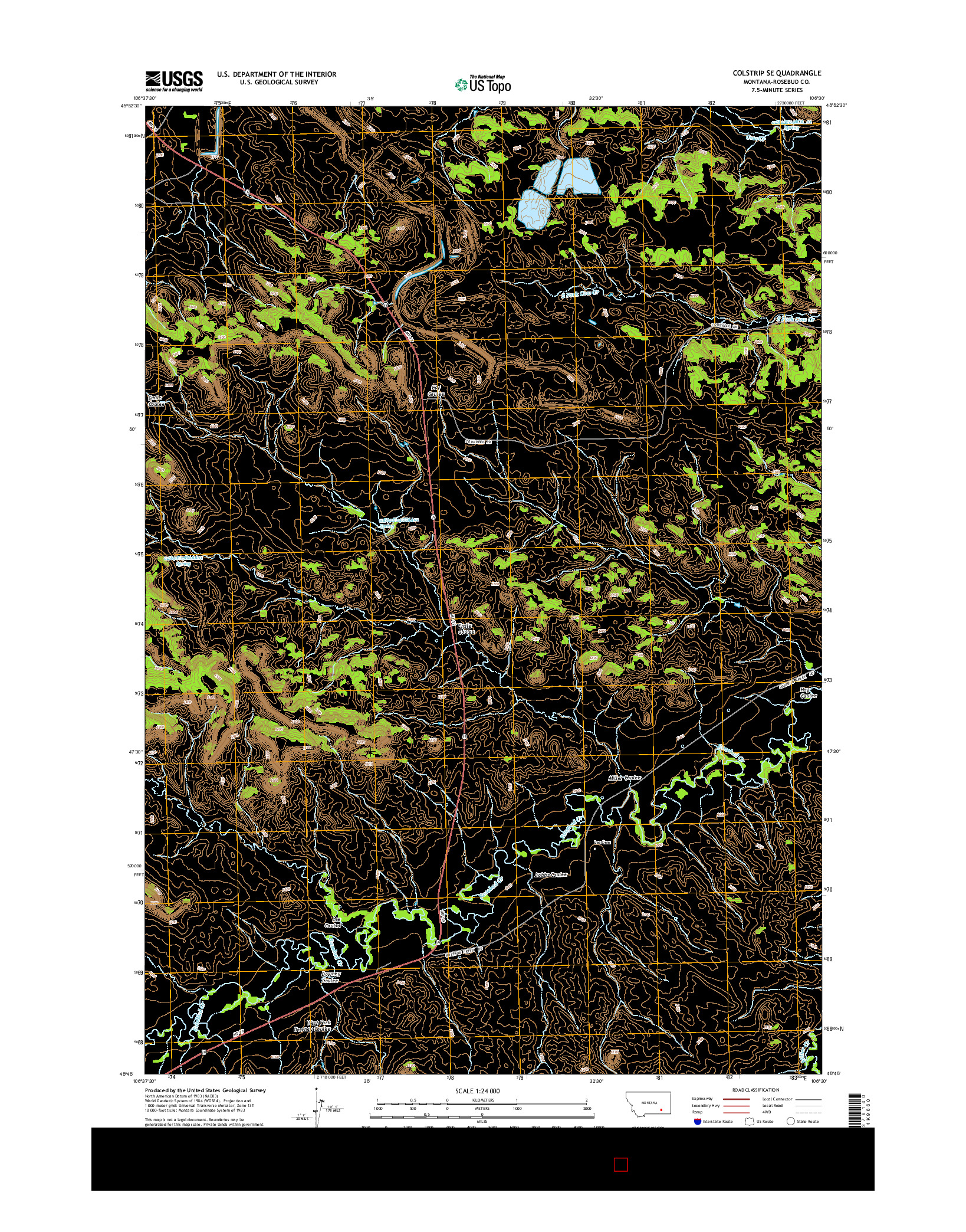 USGS US TOPO 7.5-MINUTE MAP FOR COLSTRIP SE, MT 2014