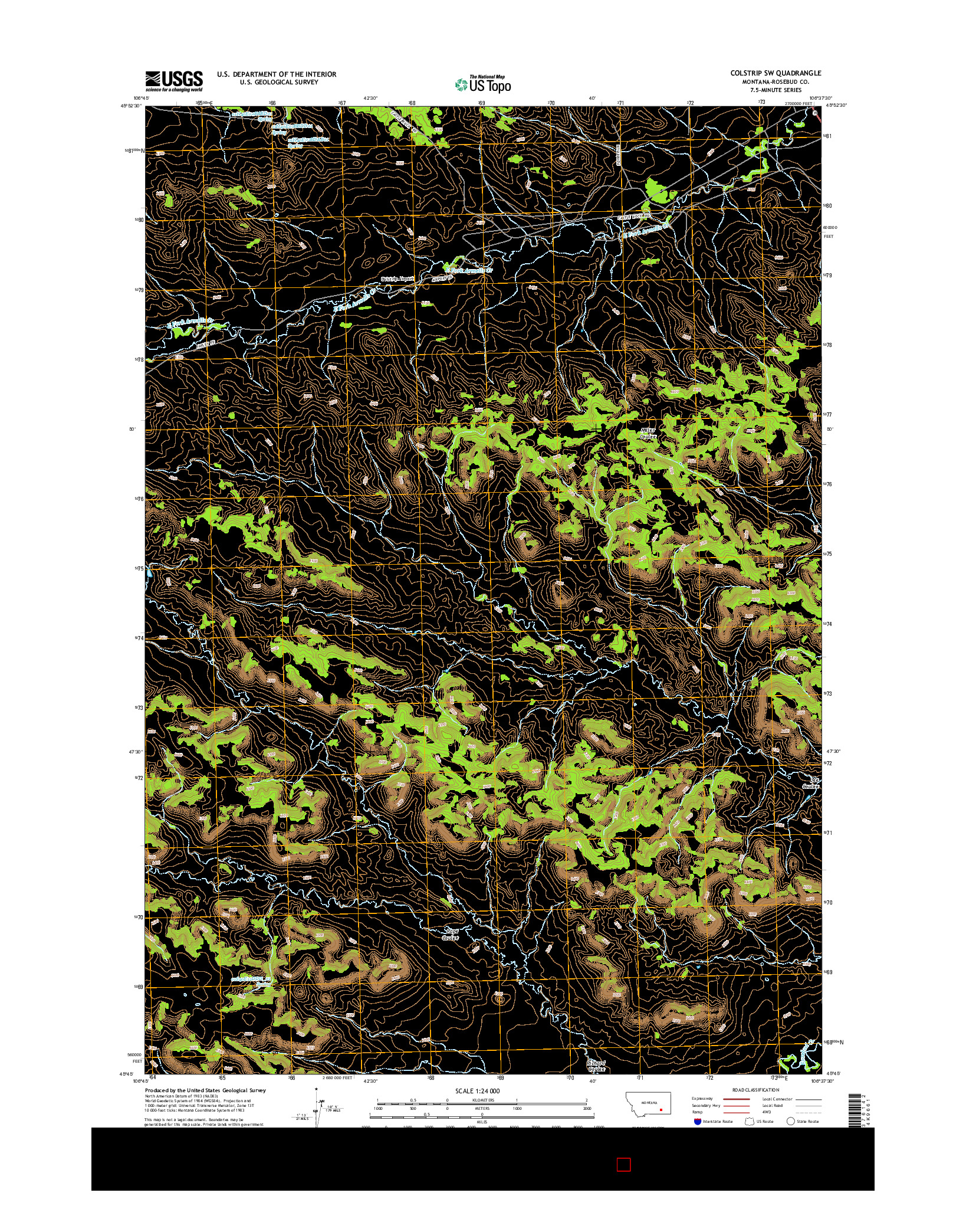 USGS US TOPO 7.5-MINUTE MAP FOR COLSTRIP SW, MT 2014