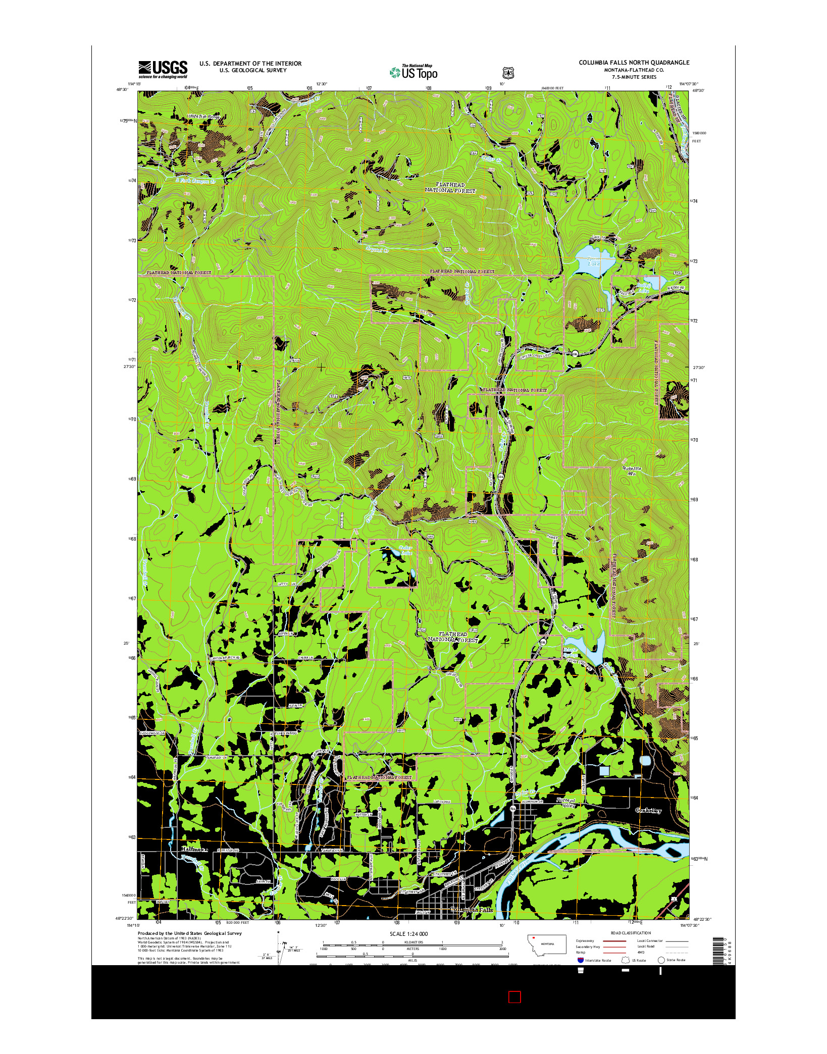 USGS US TOPO 7.5-MINUTE MAP FOR COLUMBIA FALLS NORTH, MT 2014