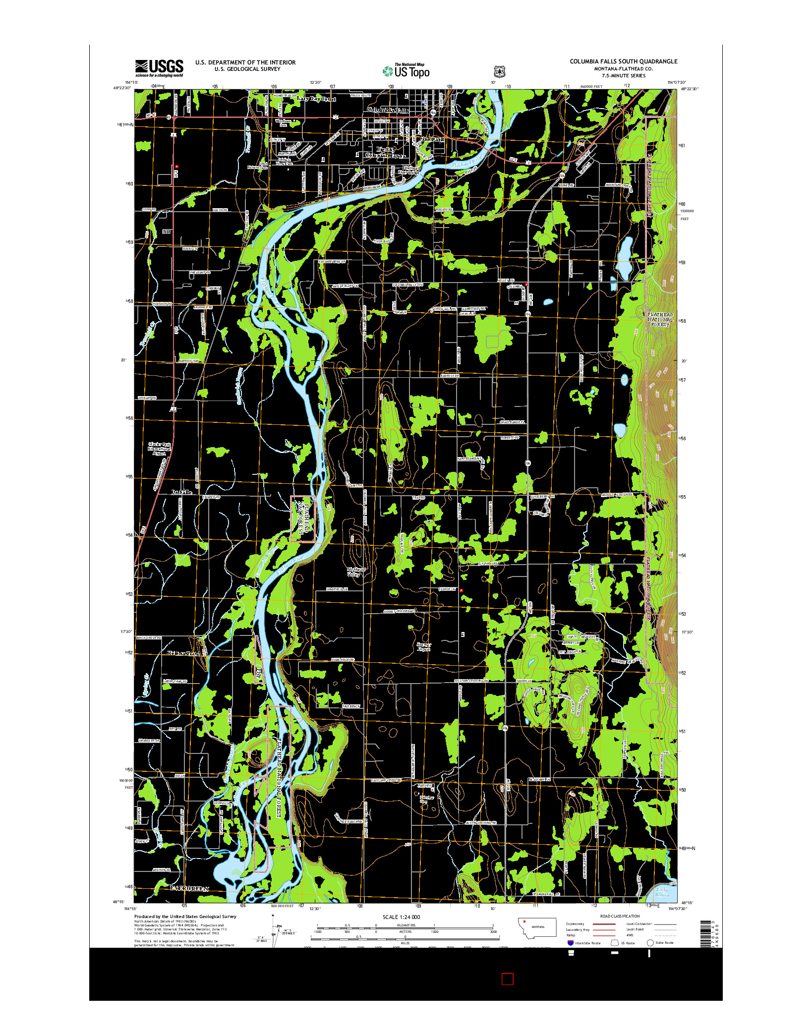 USGS US TOPO 7.5-MINUTE MAP FOR COLUMBIA FALLS SOUTH, MT 2014