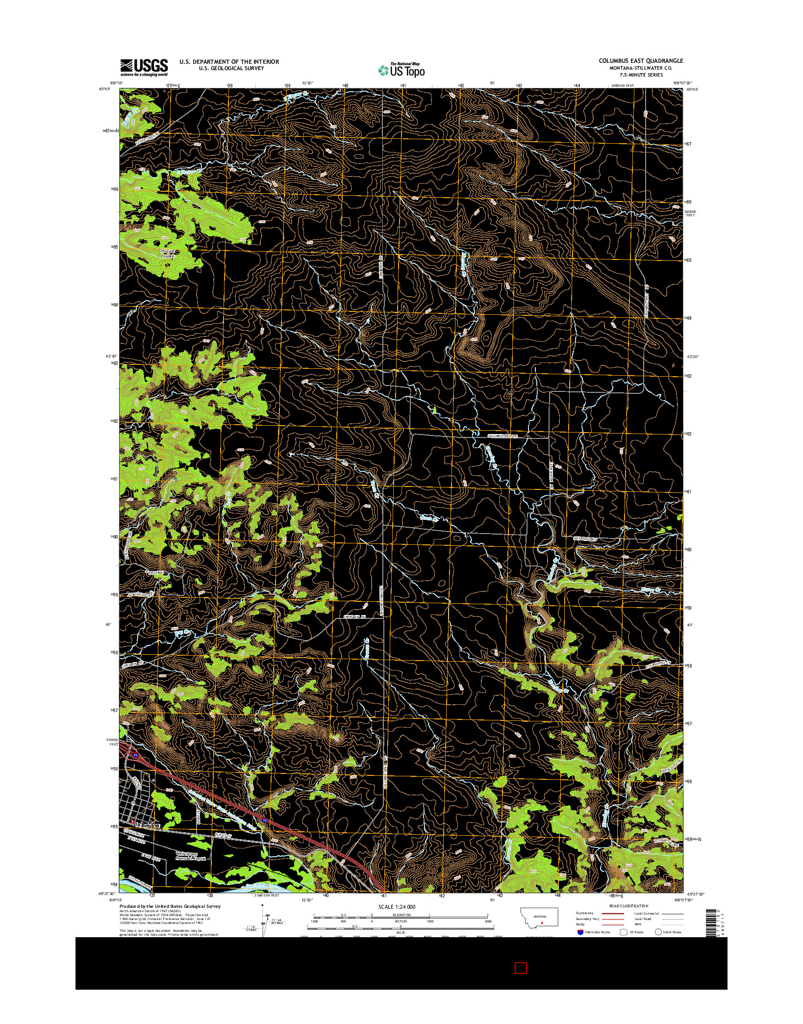 USGS US TOPO 7.5-MINUTE MAP FOR COLUMBUS EAST, MT 2014