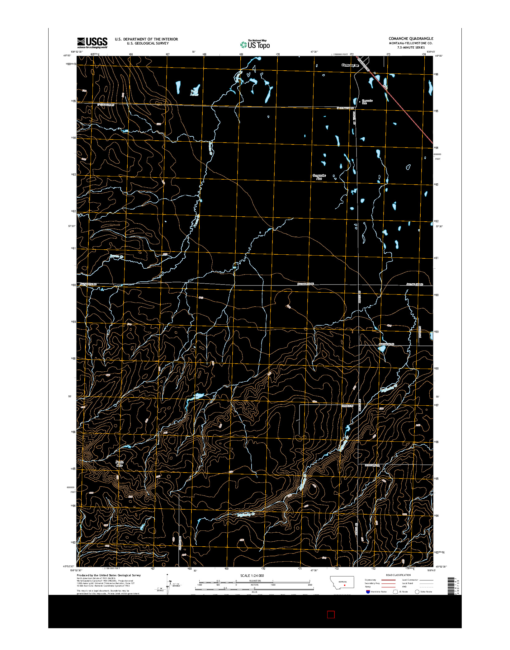 USGS US TOPO 7.5-MINUTE MAP FOR COMANCHE, MT 2014