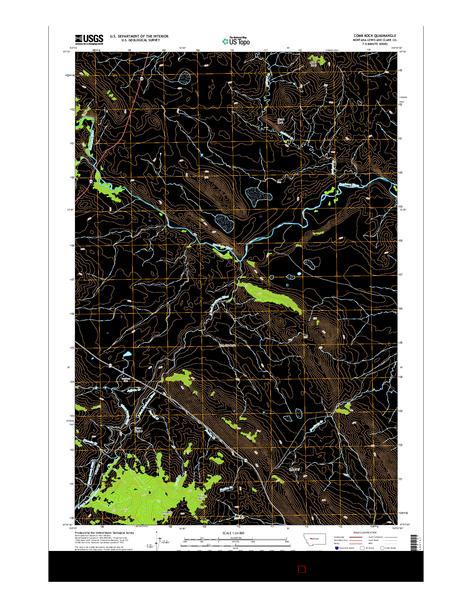 USGS US TOPO 7.5-MINUTE MAP FOR COMB ROCK, MT 2014