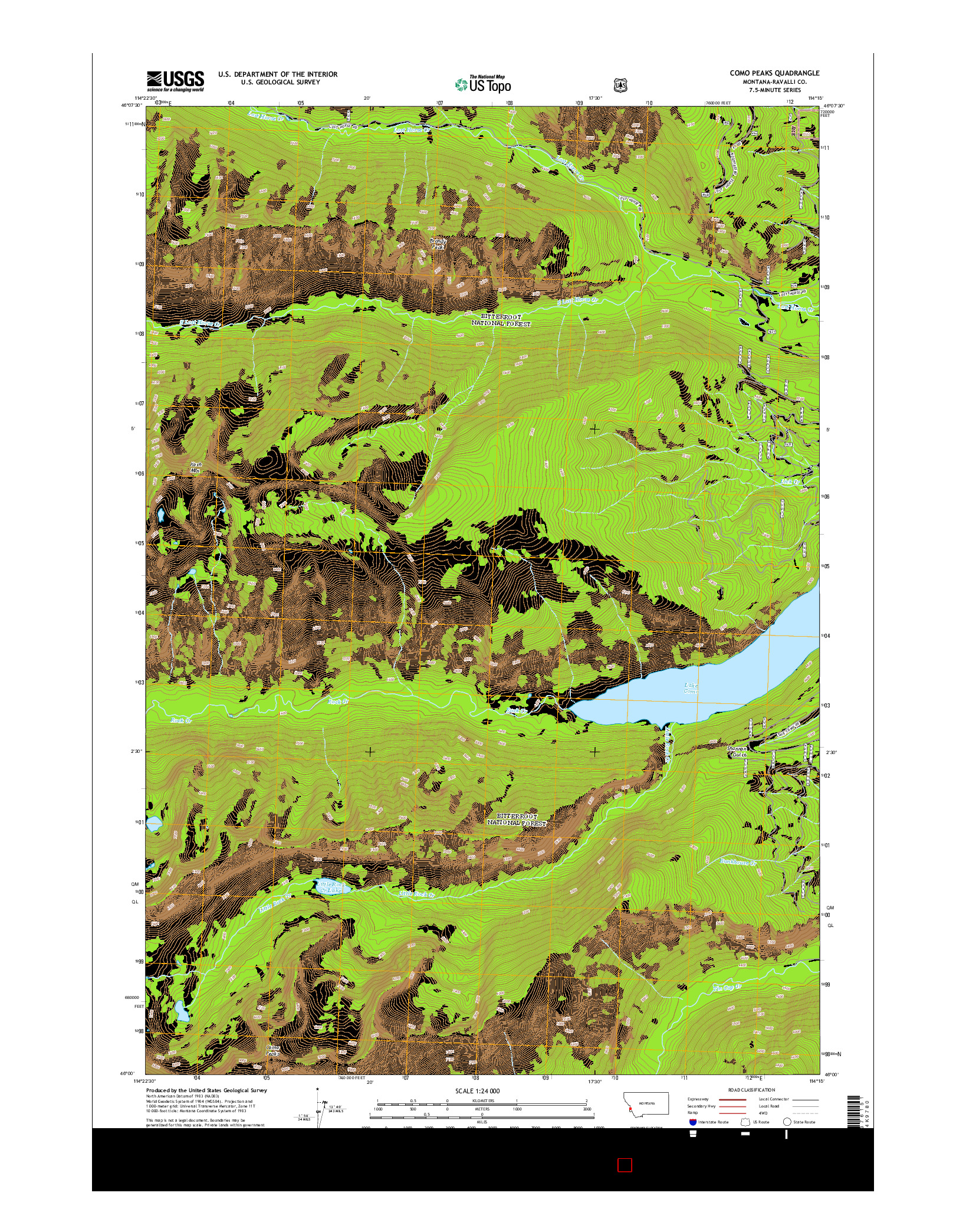 USGS US TOPO 7.5-MINUTE MAP FOR COMO PEAKS, MT 2014