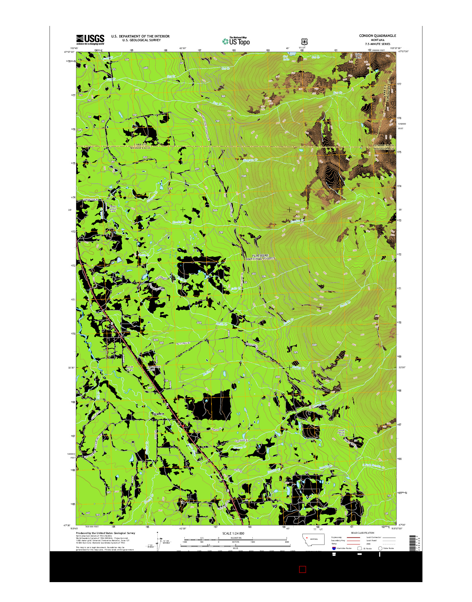 USGS US TOPO 7.5-MINUTE MAP FOR CONDON, MT 2014