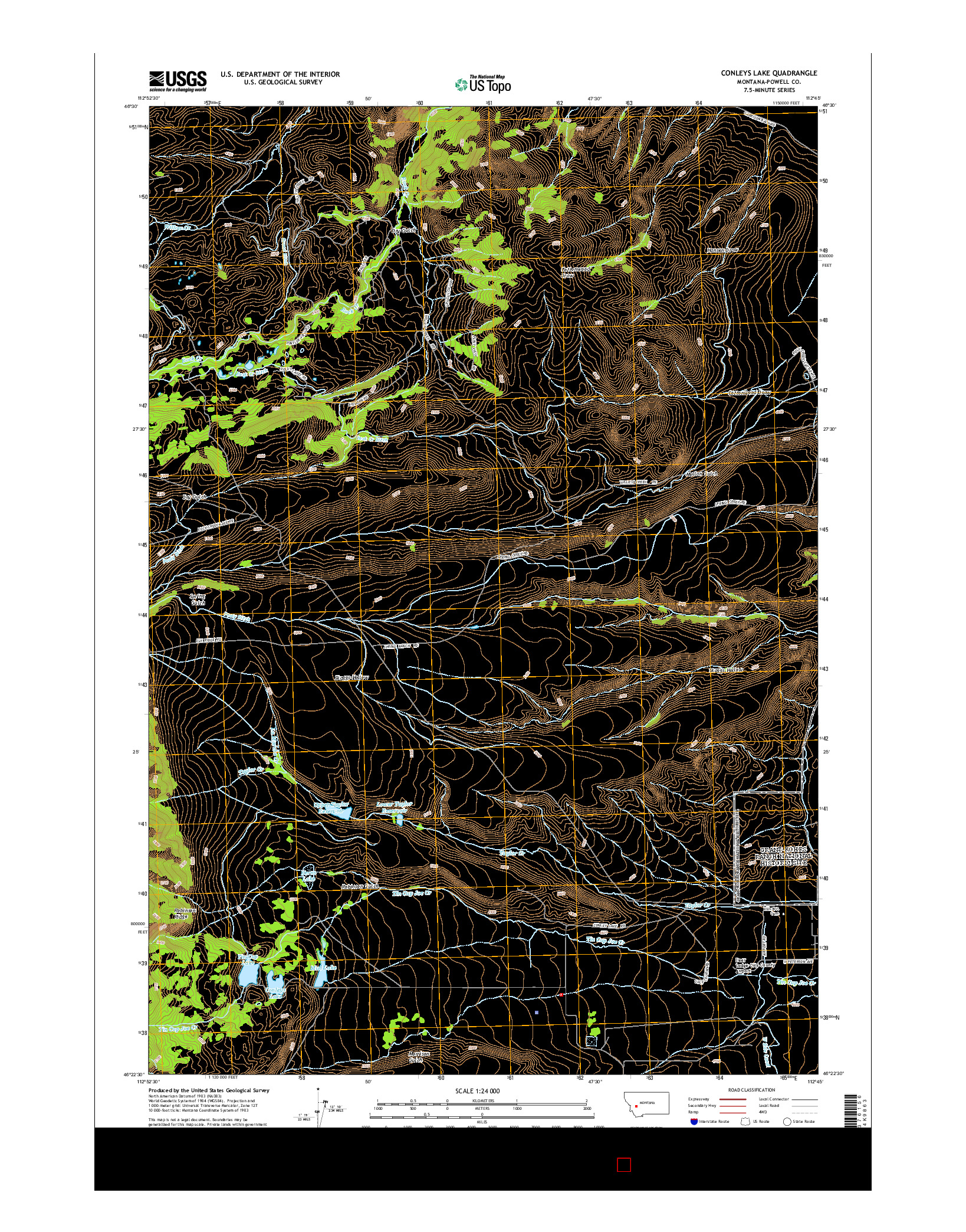 USGS US TOPO 7.5-MINUTE MAP FOR CONLEYS LAKE, MT 2014