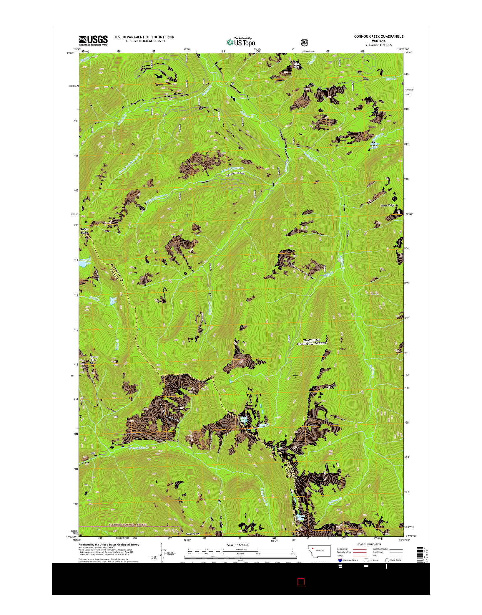 USGS US TOPO 7.5-MINUTE MAP FOR CONNOR CREEK, MT 2014