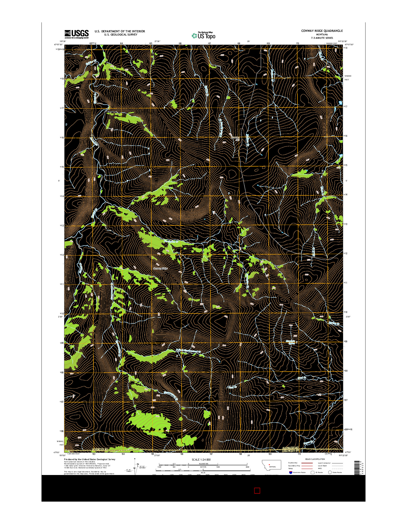 USGS US TOPO 7.5-MINUTE MAP FOR CONWAY RIDGE, MT 2014