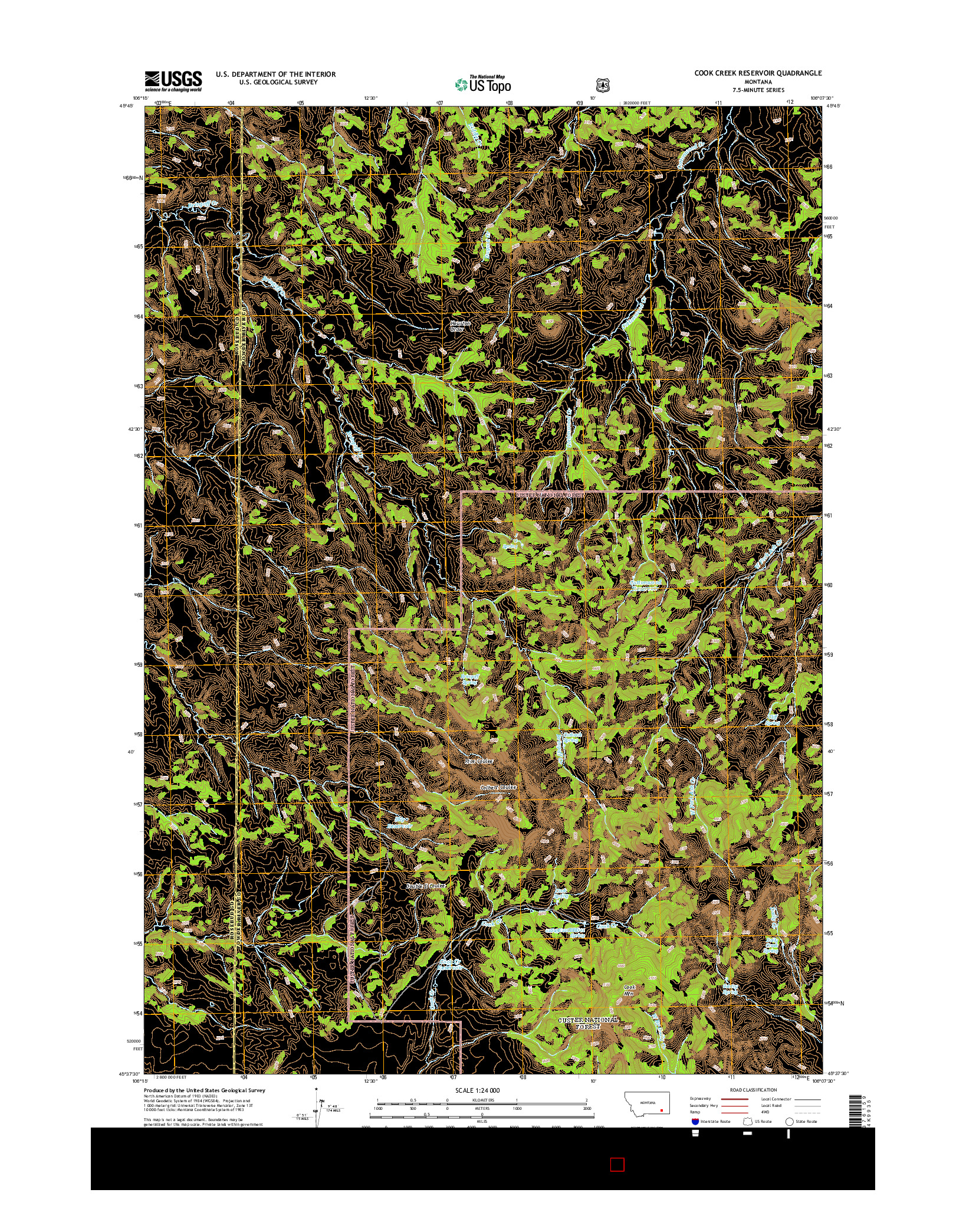 USGS US TOPO 7.5-MINUTE MAP FOR COOK CREEK RESERVOIR, MT 2014