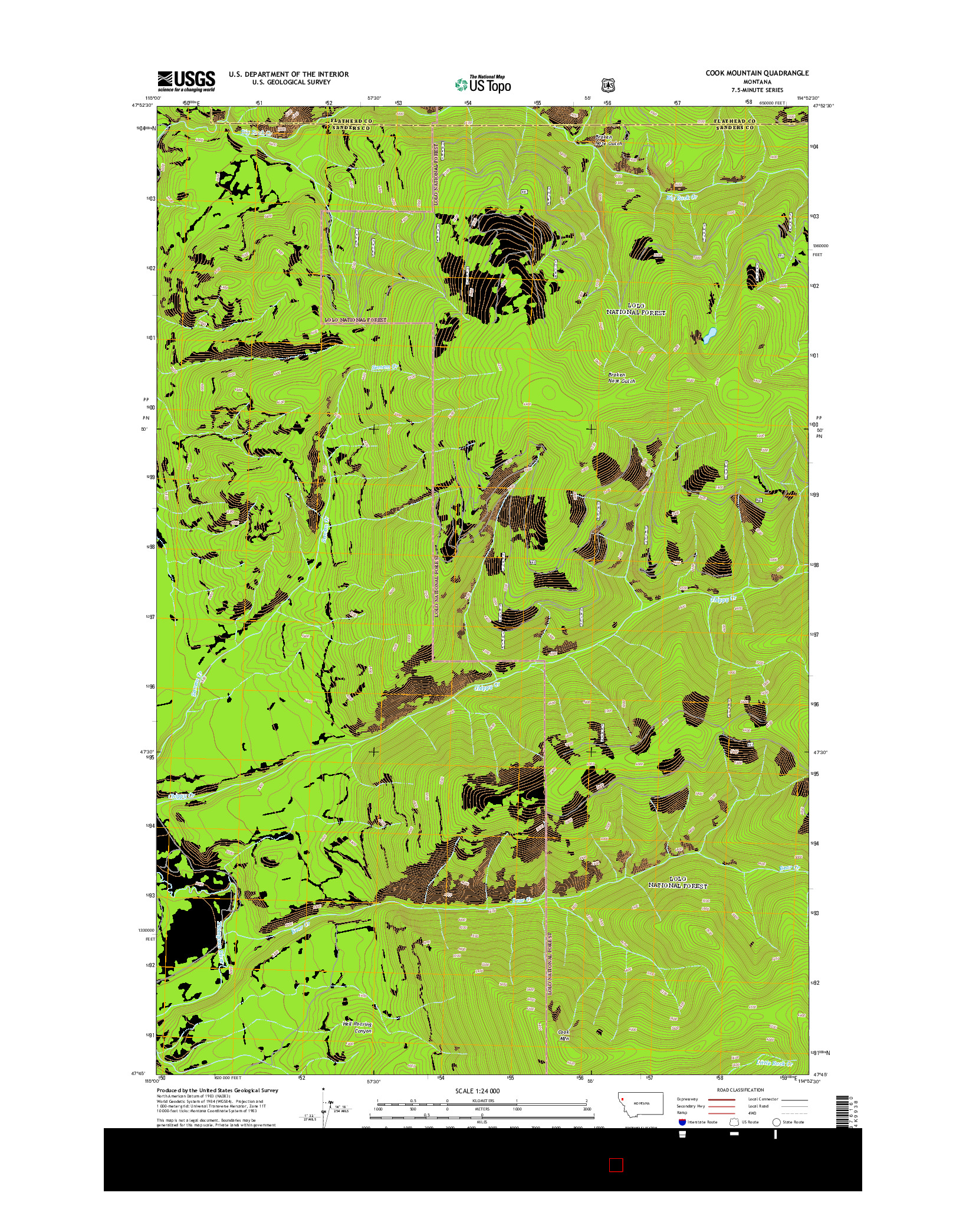 USGS US TOPO 7.5-MINUTE MAP FOR COOK MOUNTAIN, MT 2014