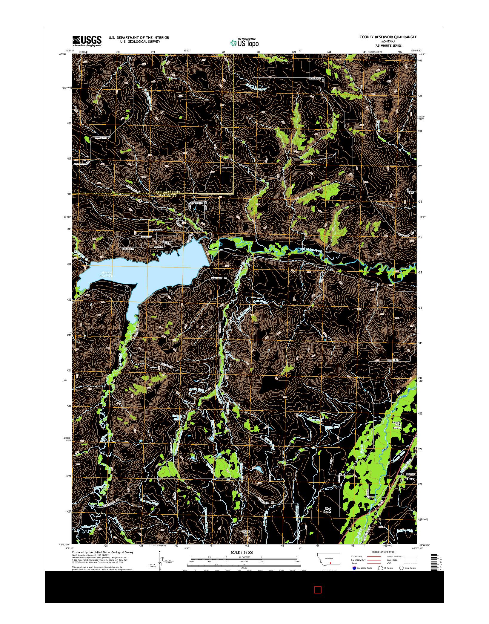 USGS US TOPO 7.5-MINUTE MAP FOR COONEY RESERVOIR, MT 2014