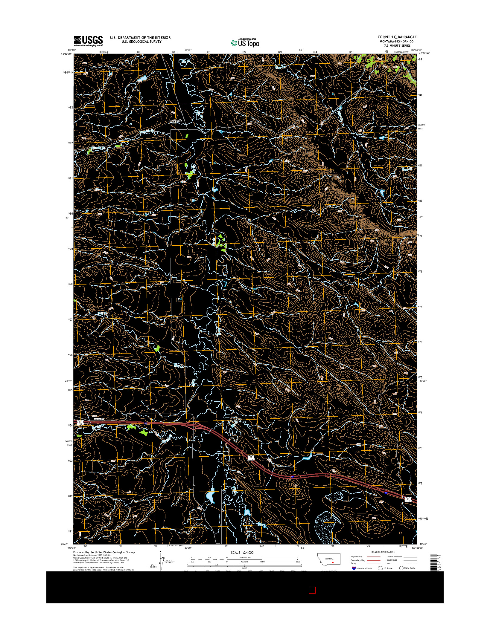 USGS US TOPO 7.5-MINUTE MAP FOR CORINTH, MT 2014