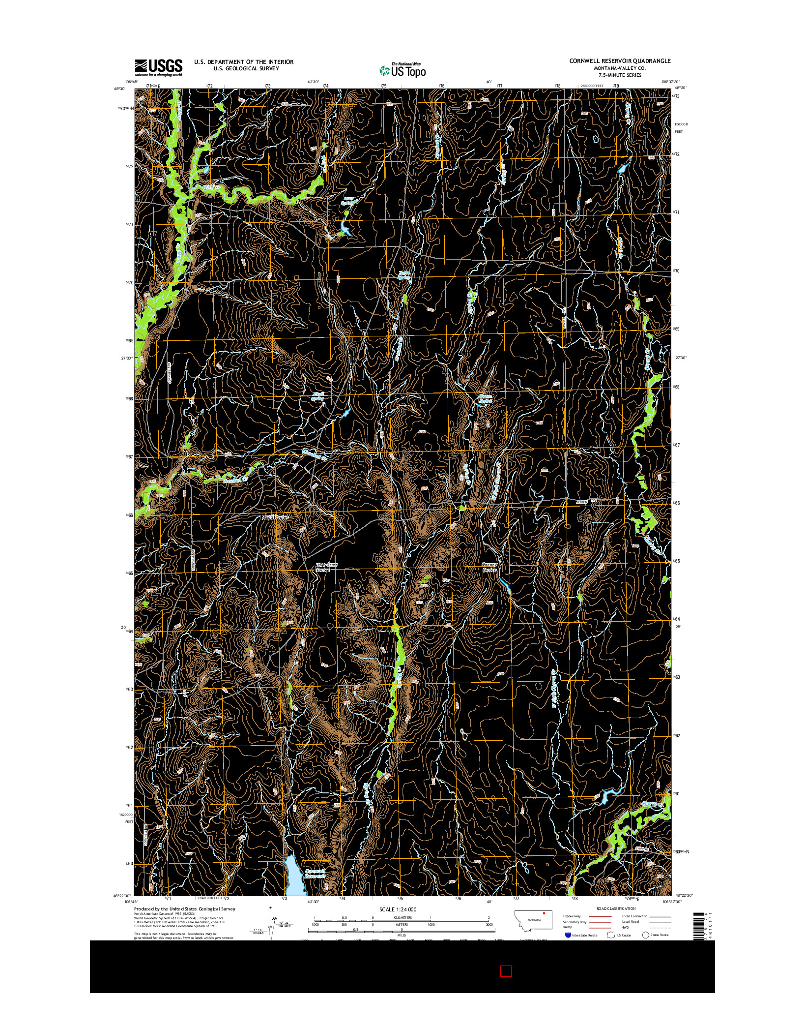 USGS US TOPO 7.5-MINUTE MAP FOR CORNWELL RESERVOIR, MT 2014