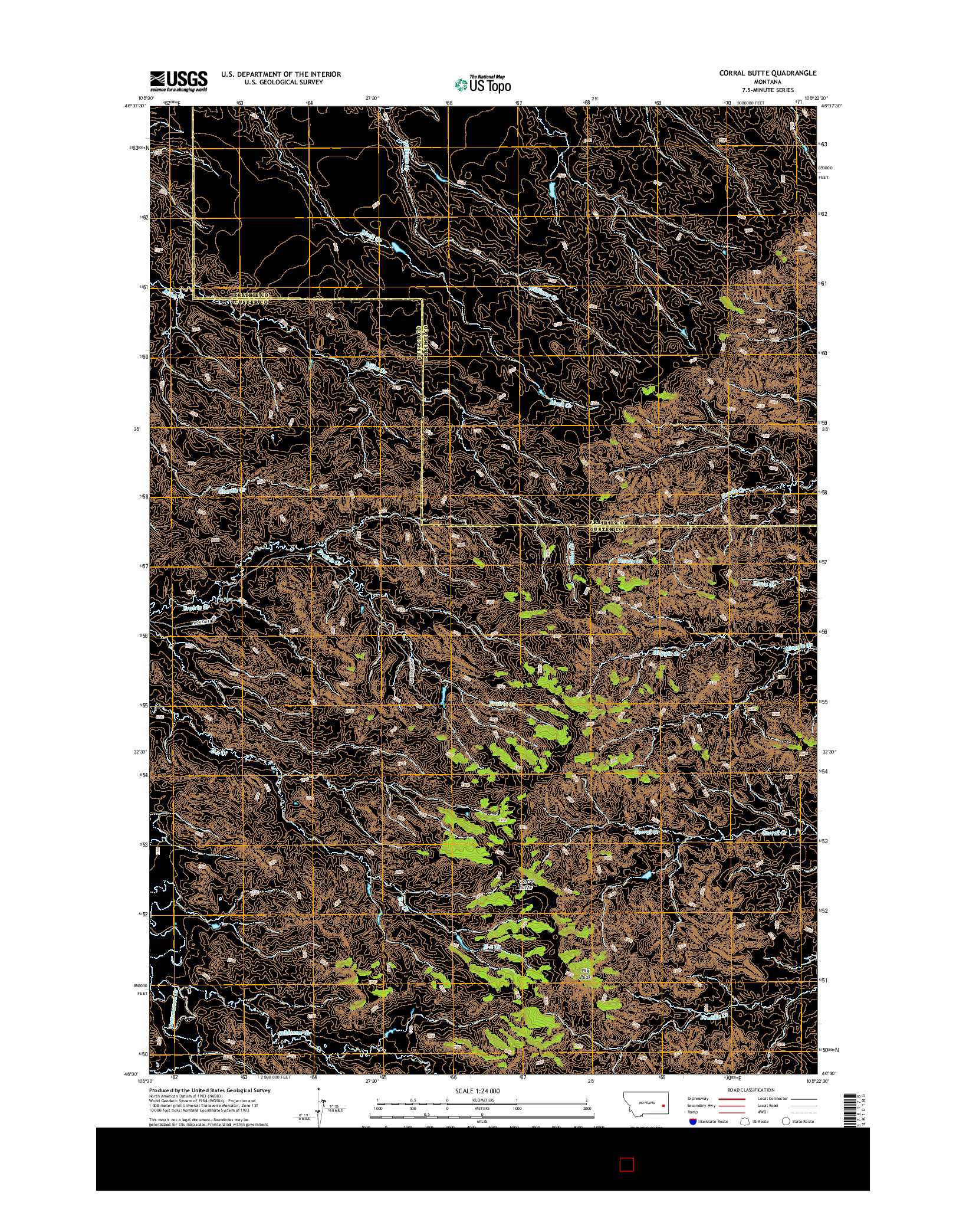 USGS US TOPO 7.5-MINUTE MAP FOR CORRAL BUTTE, MT 2014