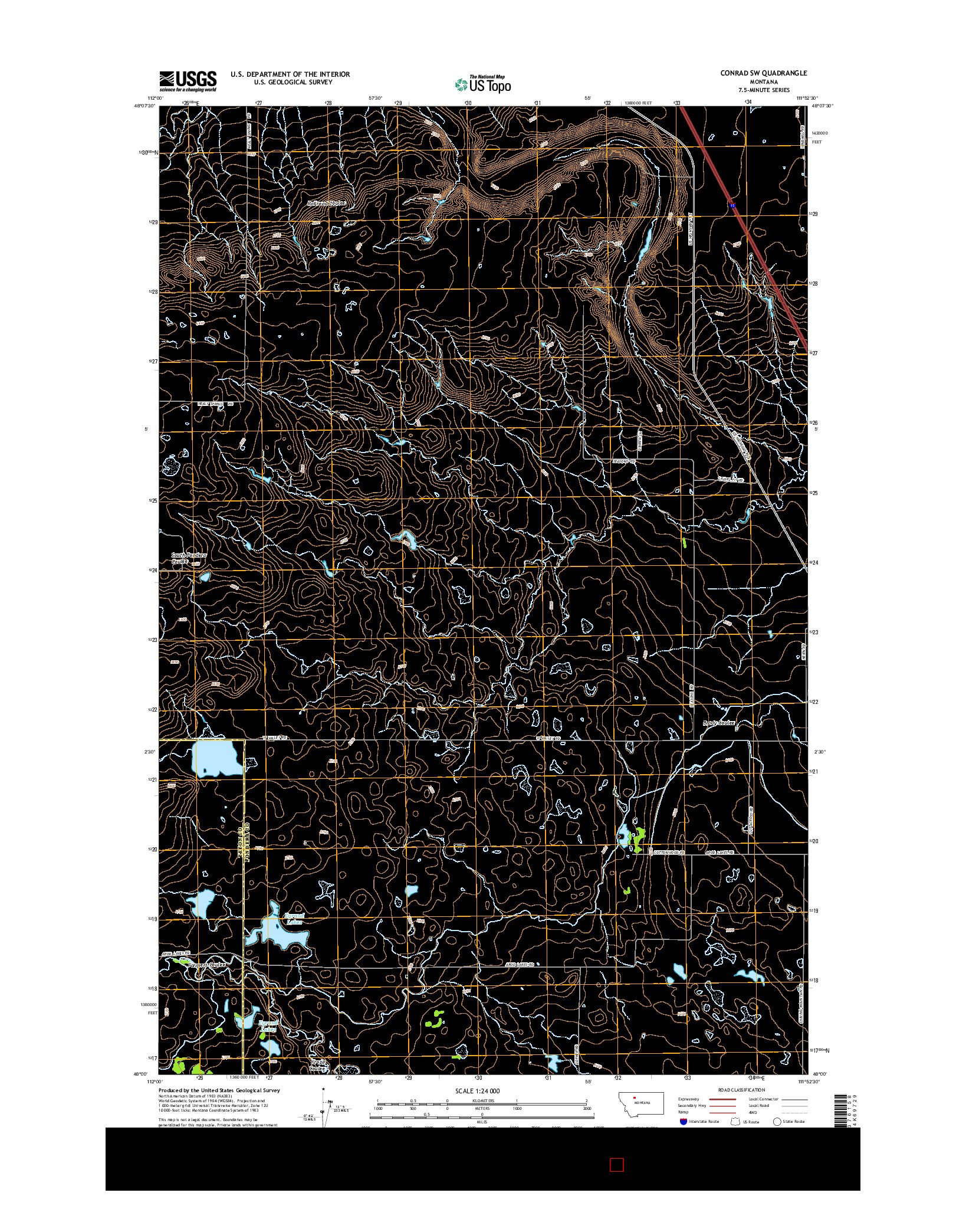 USGS US TOPO 7.5-MINUTE MAP FOR CONRAD SW, MT 2014