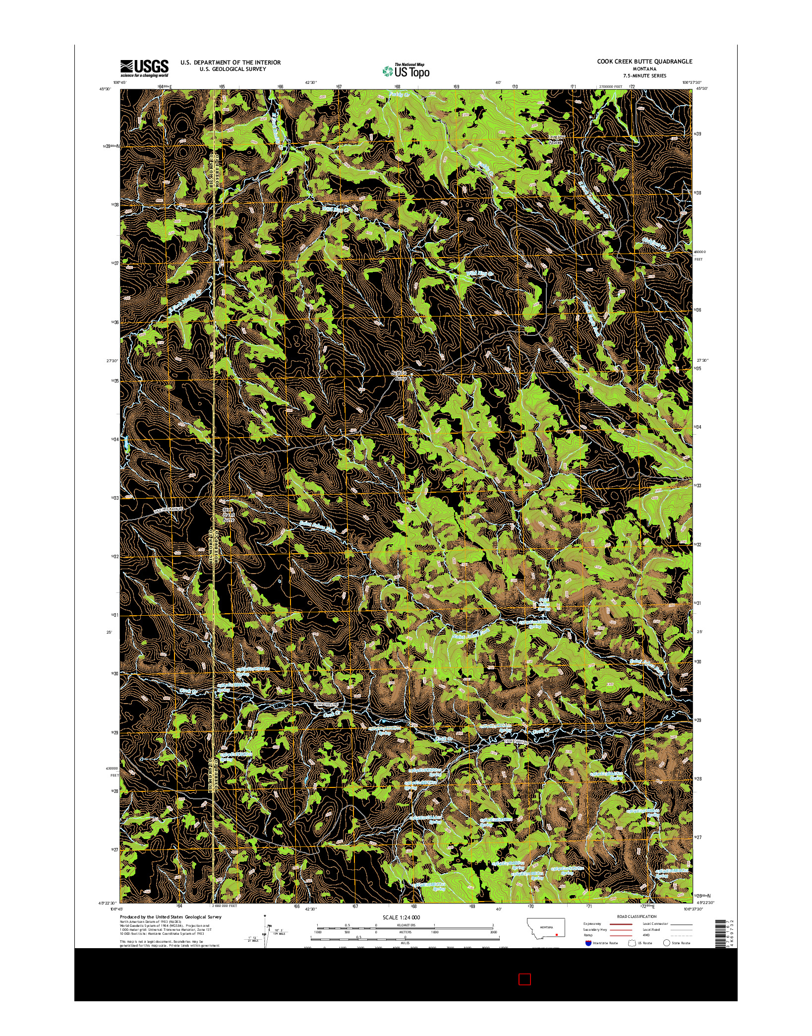 USGS US TOPO 7.5-MINUTE MAP FOR COOK CREEK BUTTE, MT 2014