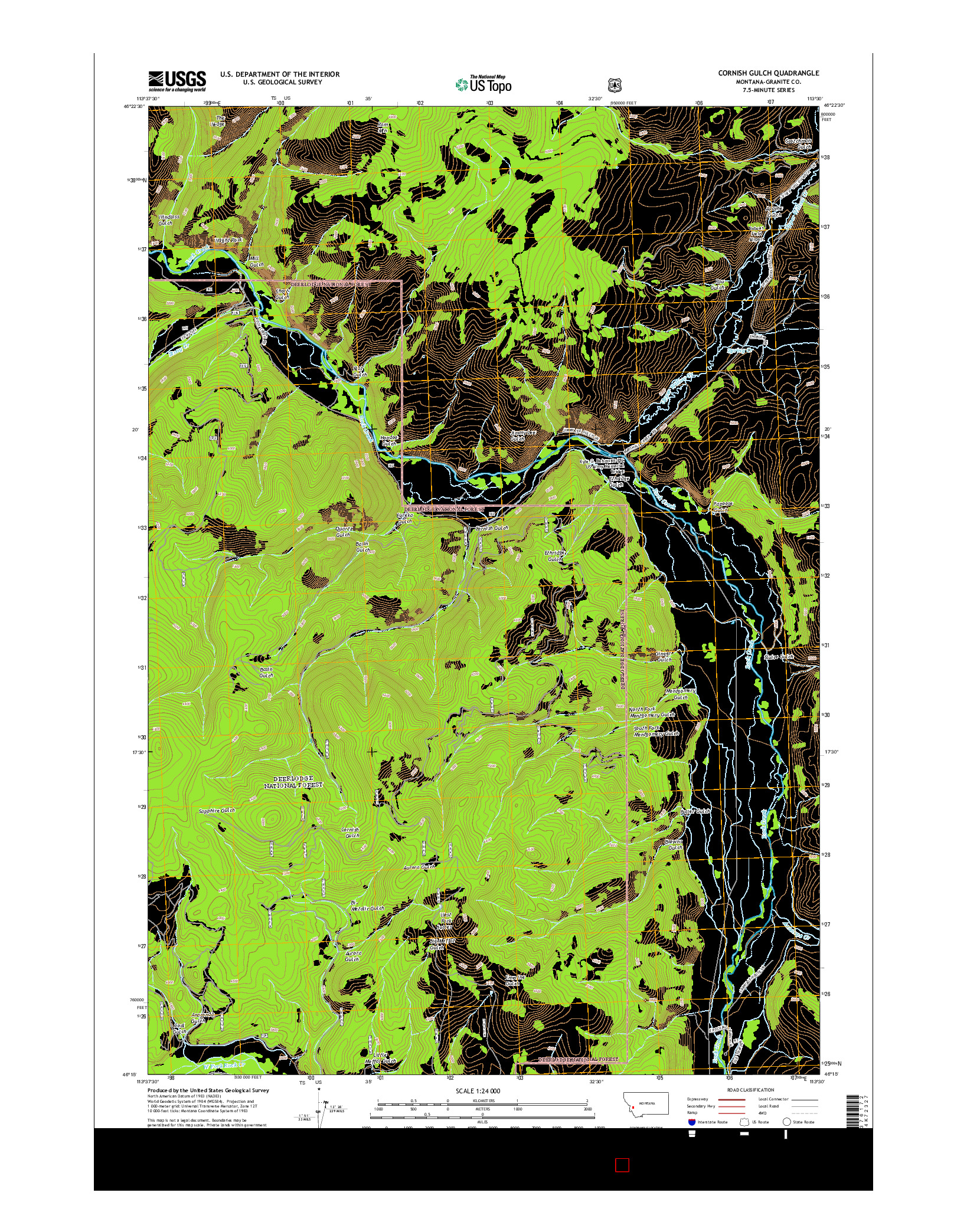 USGS US TOPO 7.5-MINUTE MAP FOR CORNISH GULCH, MT 2014