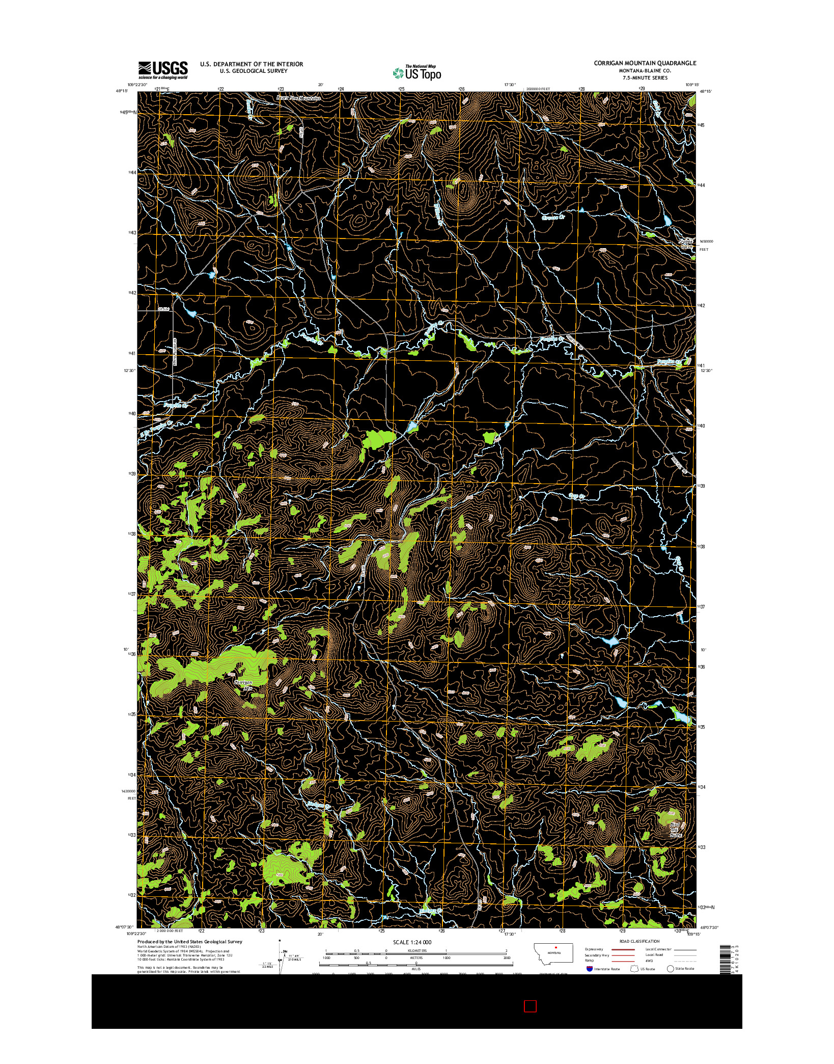 USGS US TOPO 7.5-MINUTE MAP FOR CORRIGAN MOUNTAIN, MT 2014