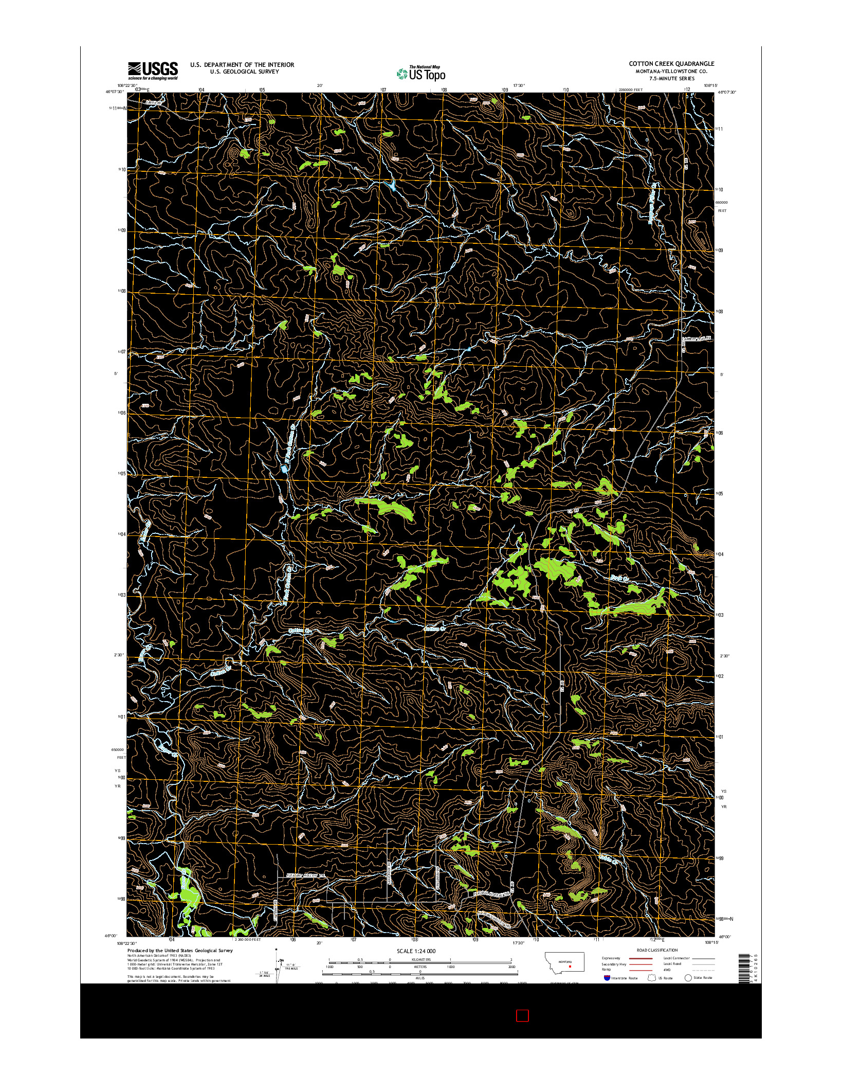 USGS US TOPO 7.5-MINUTE MAP FOR COTTON CREEK, MT 2014