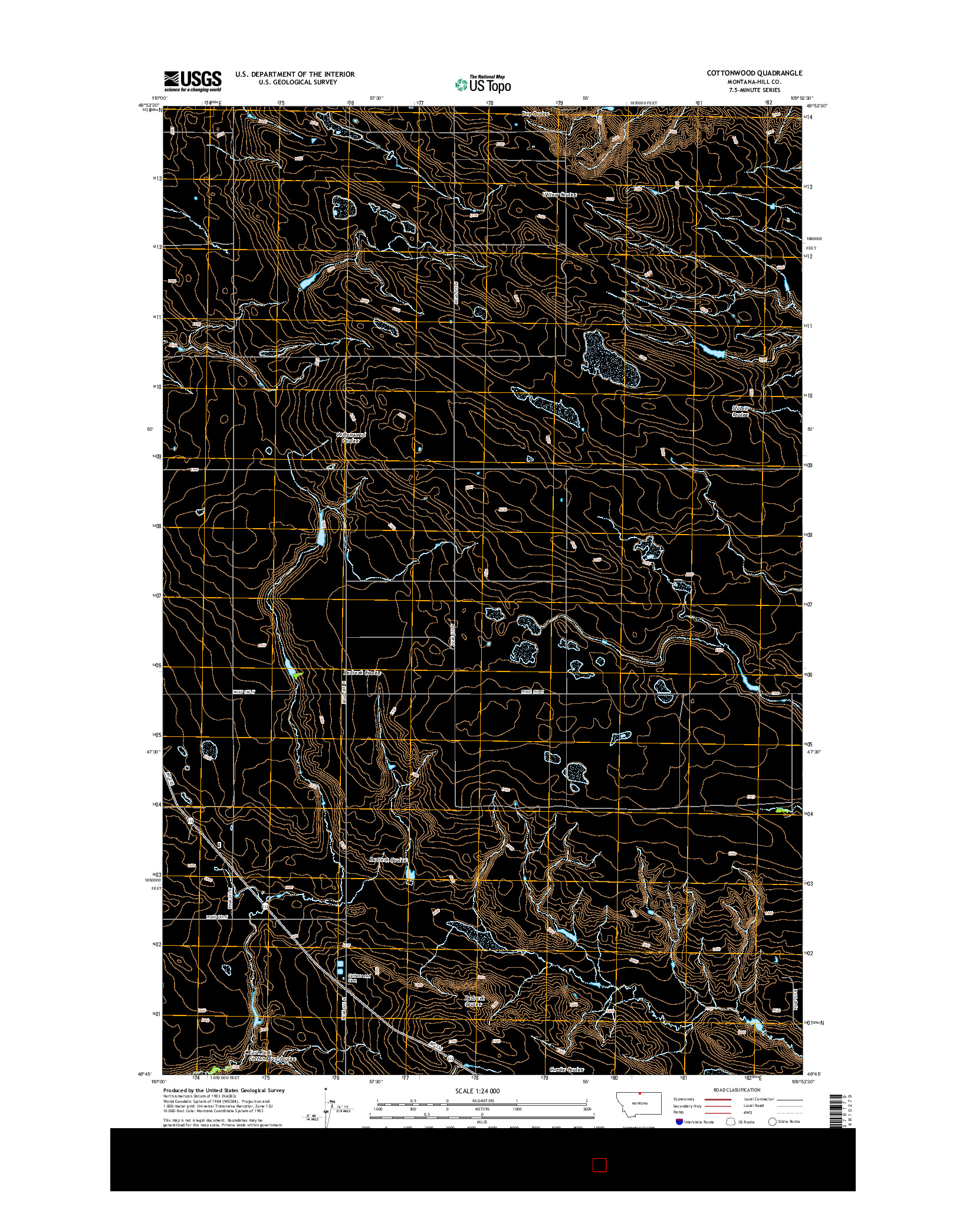 USGS US TOPO 7.5-MINUTE MAP FOR COTTONWOOD, MT 2014