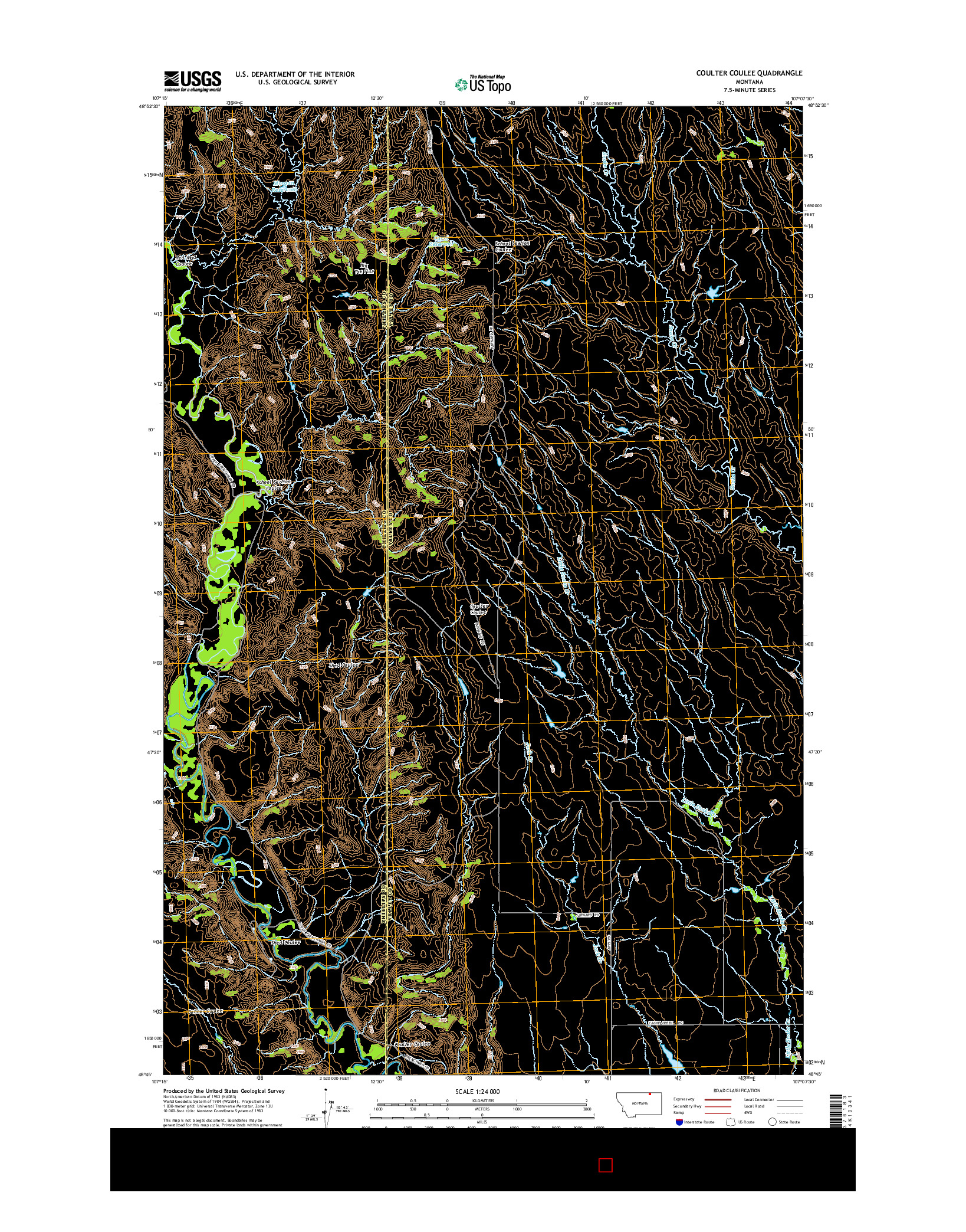 USGS US TOPO 7.5-MINUTE MAP FOR COULTER COULEE, MT 2014