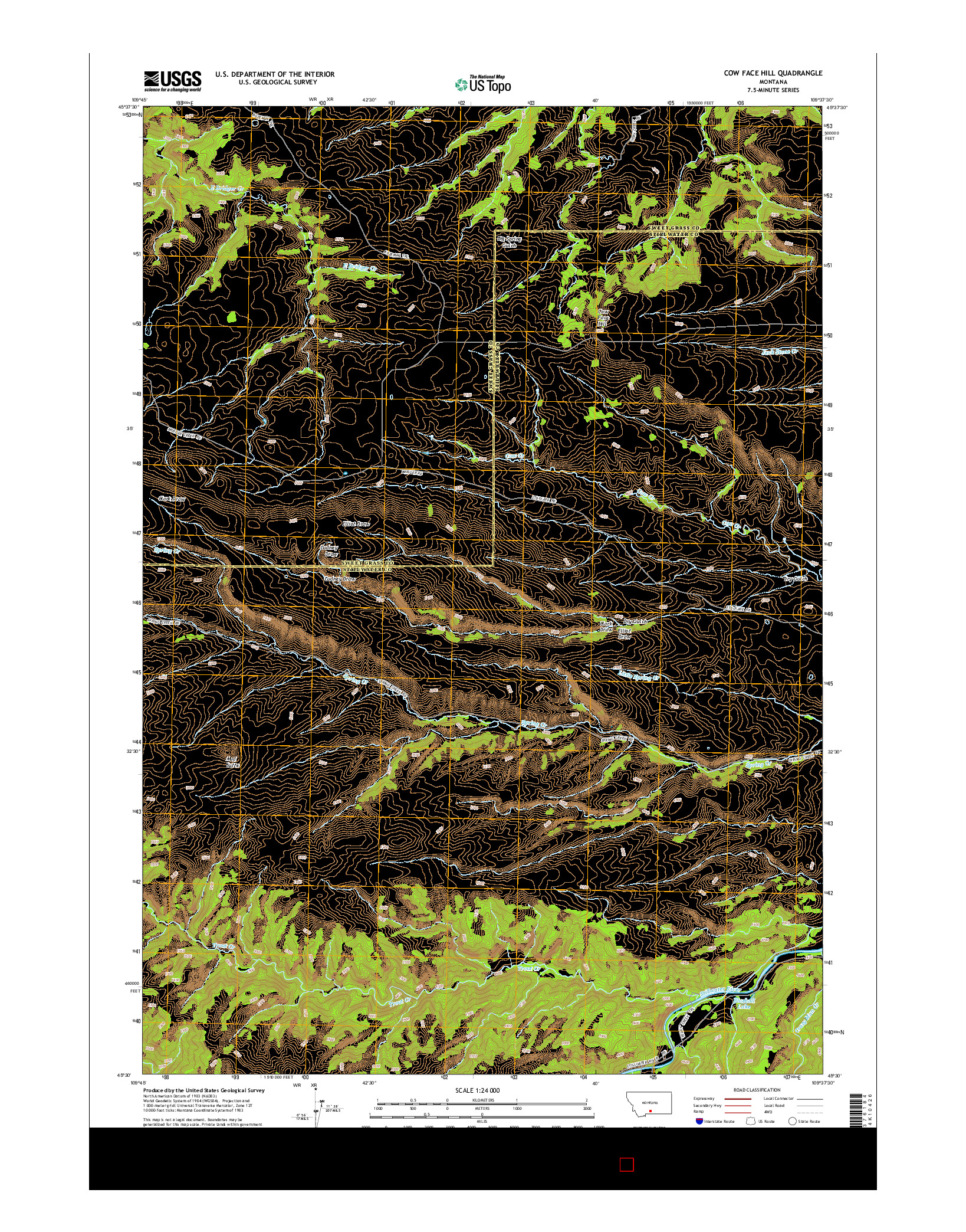 USGS US TOPO 7.5-MINUTE MAP FOR COW FACE HILL, MT 2014