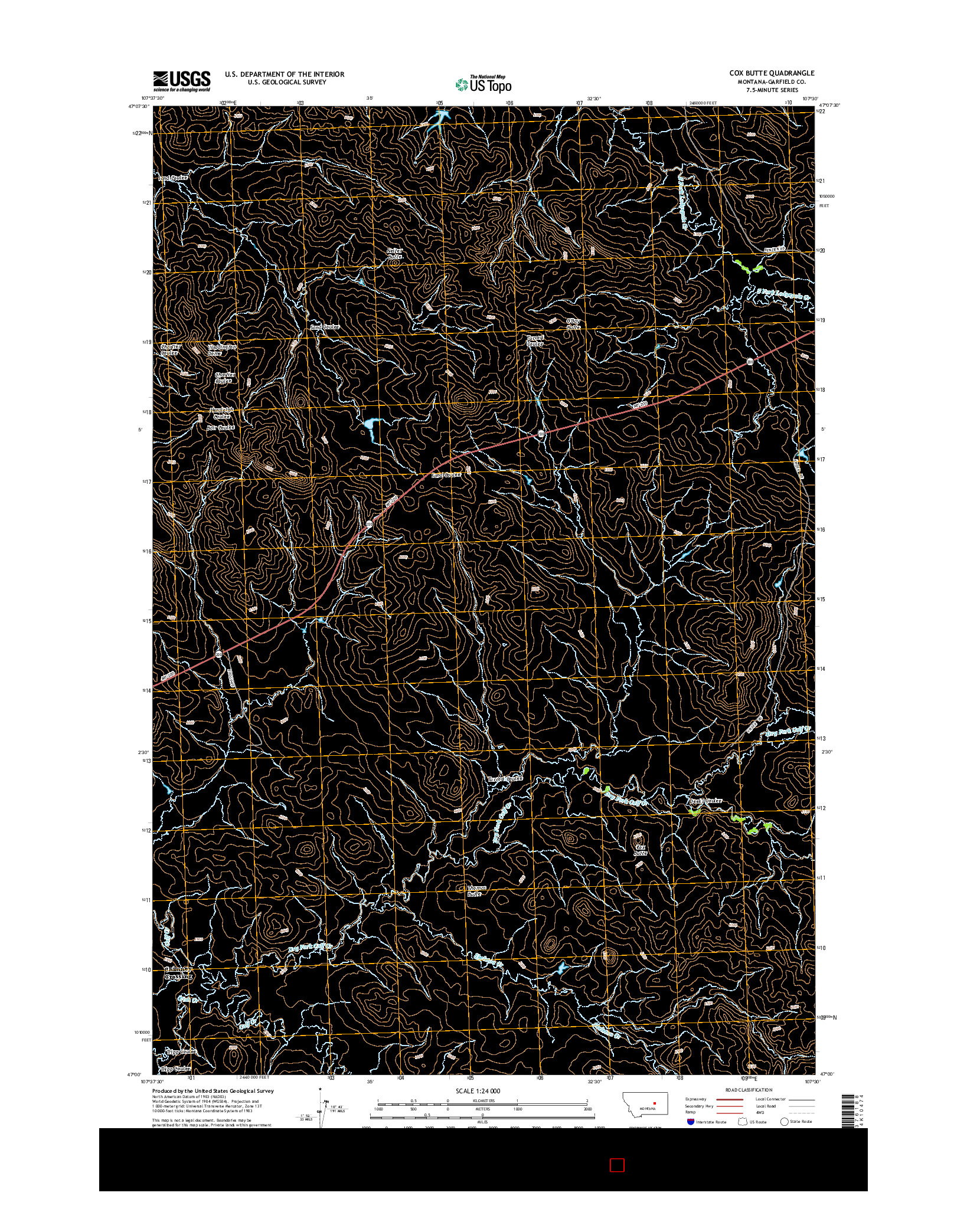 USGS US TOPO 7.5-MINUTE MAP FOR COX BUTTE, MT 2014