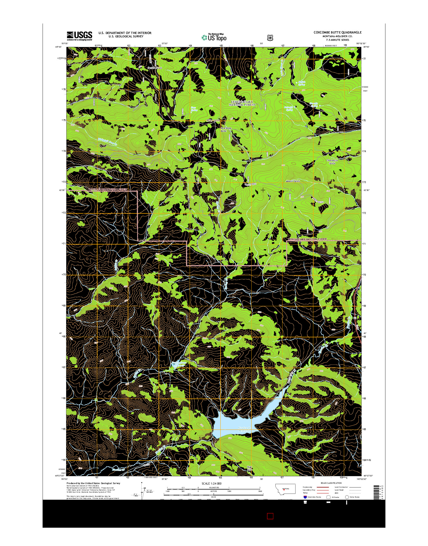USGS US TOPO 7.5-MINUTE MAP FOR COXCOMBE BUTTE, MT 2014