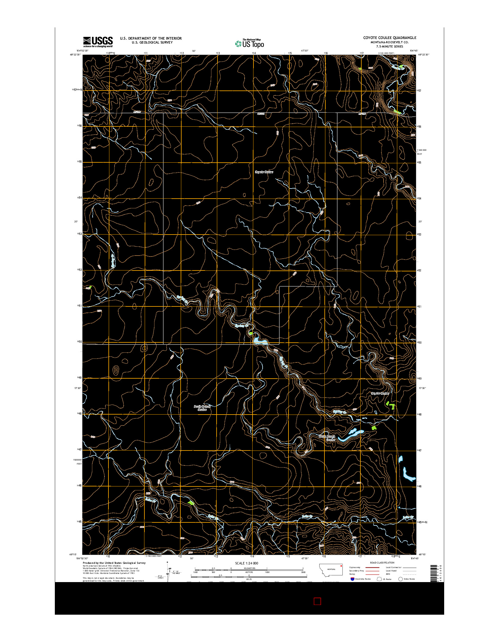 USGS US TOPO 7.5-MINUTE MAP FOR COYOTE COULEE, MT 2014