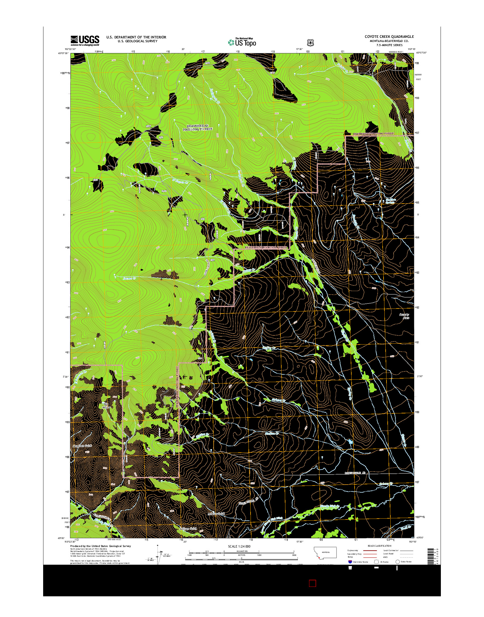 USGS US TOPO 7.5-MINUTE MAP FOR COYOTE CREEK, MT 2014