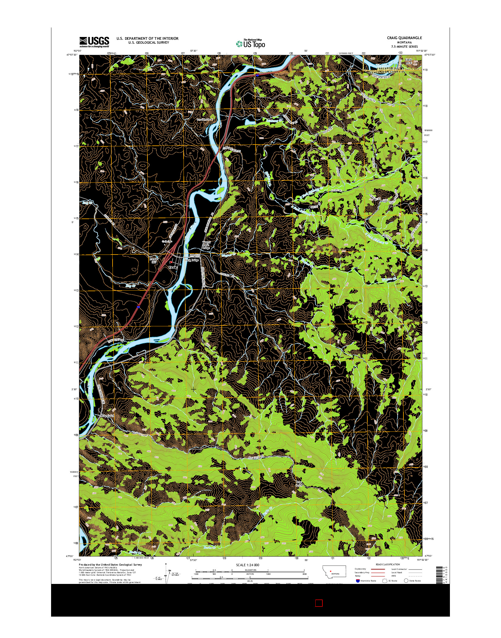 USGS US TOPO 7.5-MINUTE MAP FOR CRAIG, MT 2014