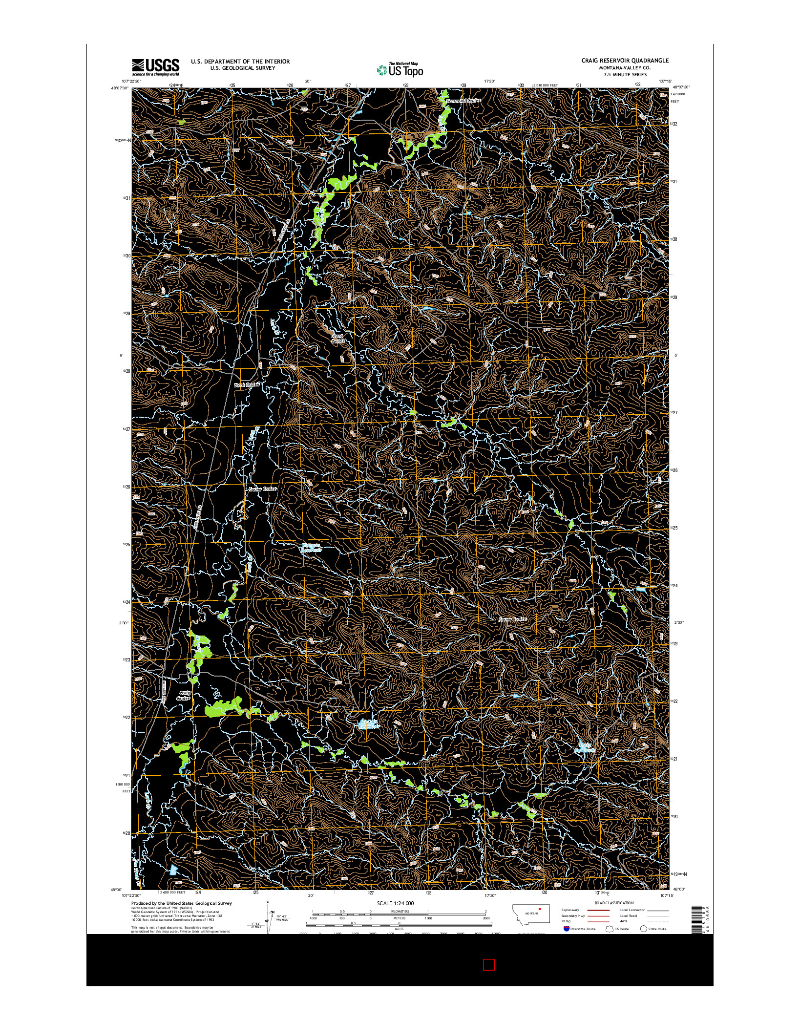 USGS US TOPO 7.5-MINUTE MAP FOR CRAIG RESERVOIR, MT 2014