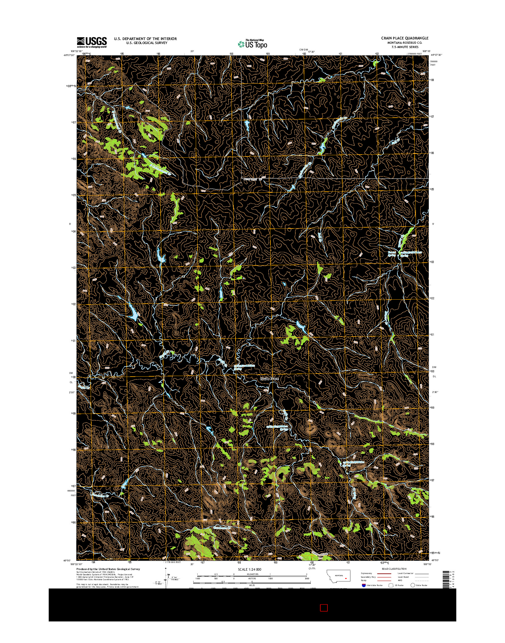 USGS US TOPO 7.5-MINUTE MAP FOR CRAIN PLACE, MT 2014