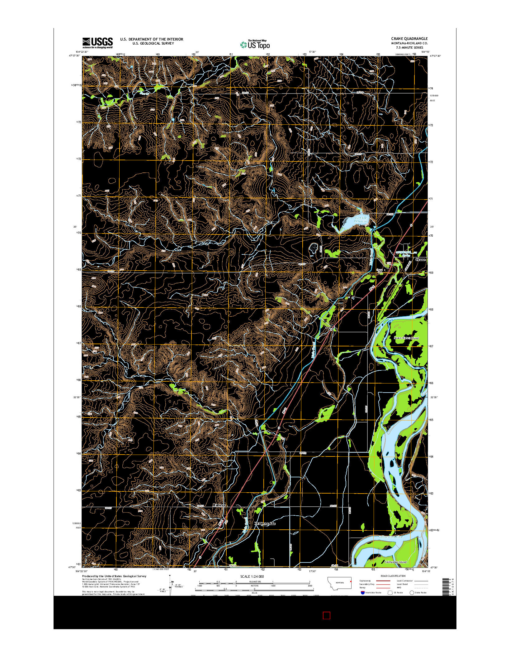 USGS US TOPO 7.5-MINUTE MAP FOR CRANE, MT 2014