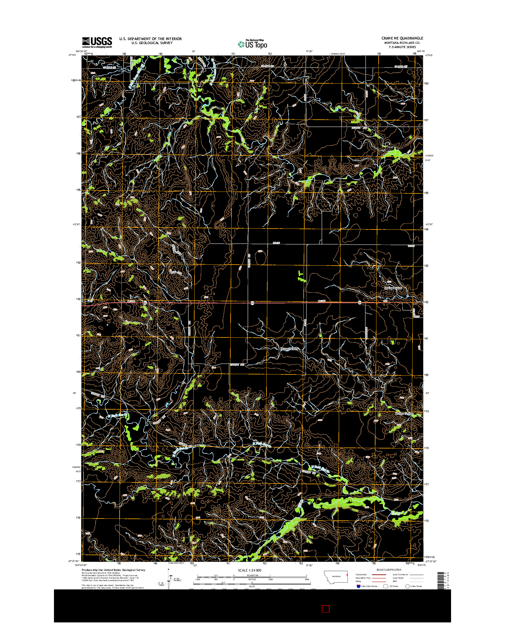 USGS US TOPO 7.5-MINUTE MAP FOR CRANE NE, MT 2014