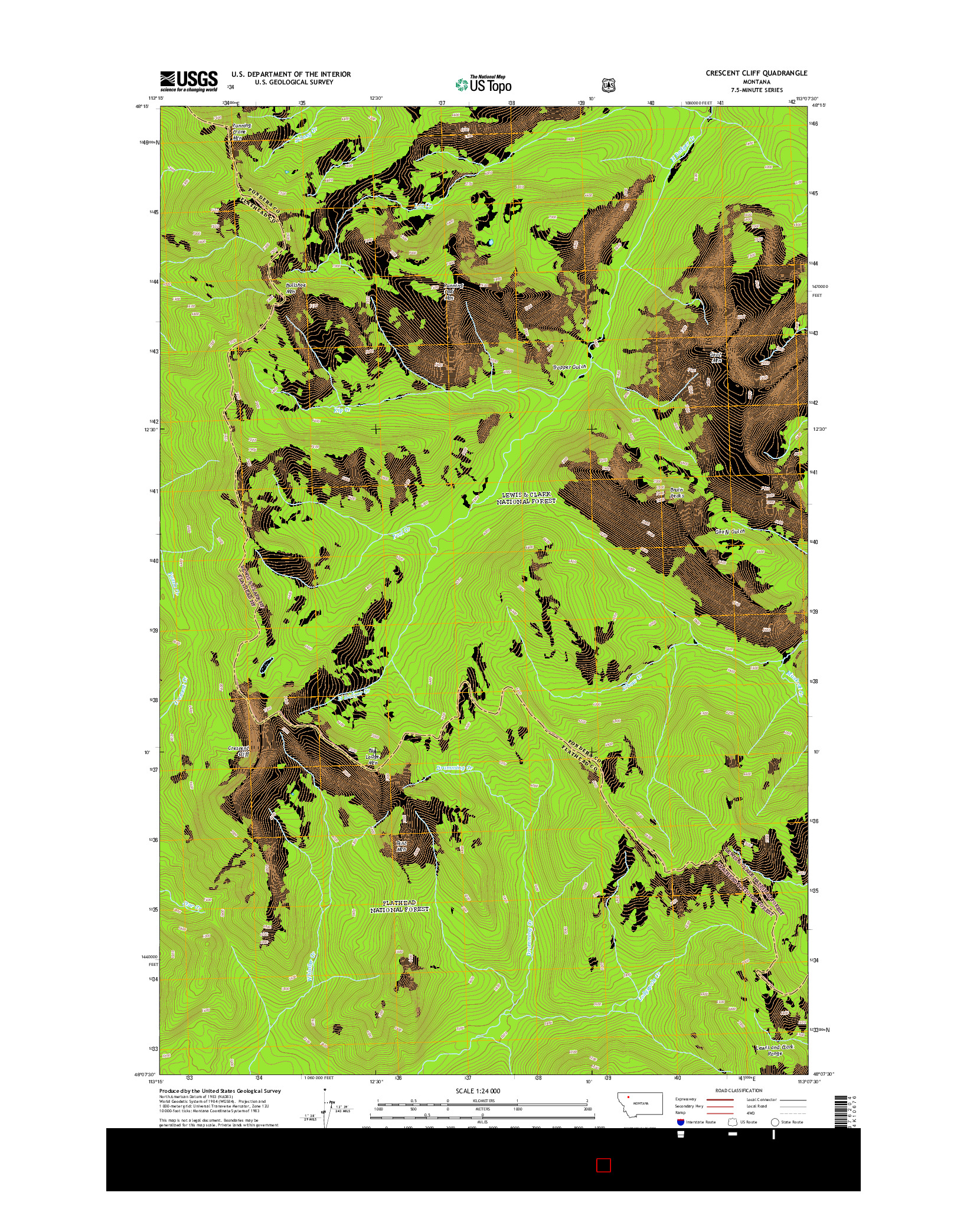 USGS US TOPO 7.5-MINUTE MAP FOR CRESCENT CLIFF, MT 2014