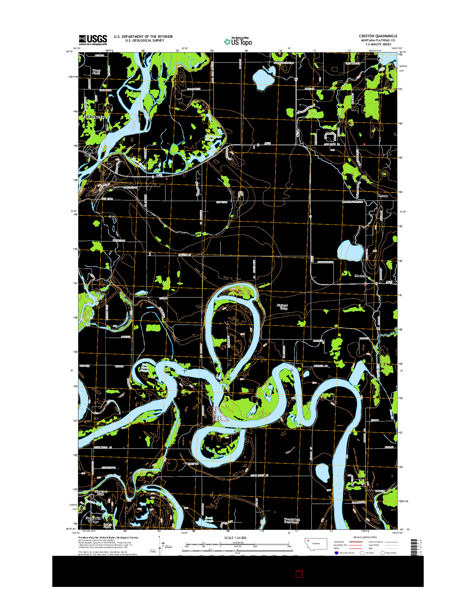 USGS US TOPO 7.5-MINUTE MAP FOR CRESTON, MT 2014