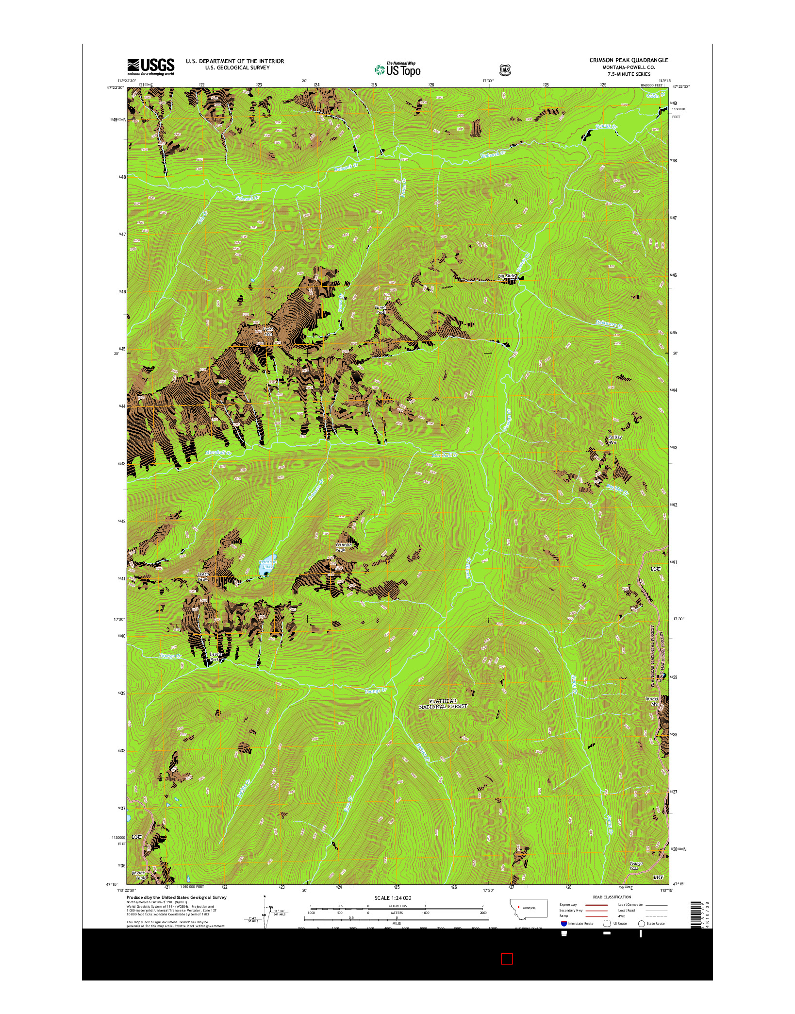 USGS US TOPO 7.5-MINUTE MAP FOR CRIMSON PEAK, MT 2014