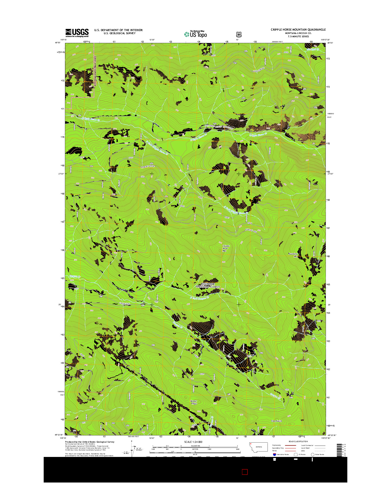 USGS US TOPO 7.5-MINUTE MAP FOR CRIPPLE HORSE MOUNTAIN, MT 2014