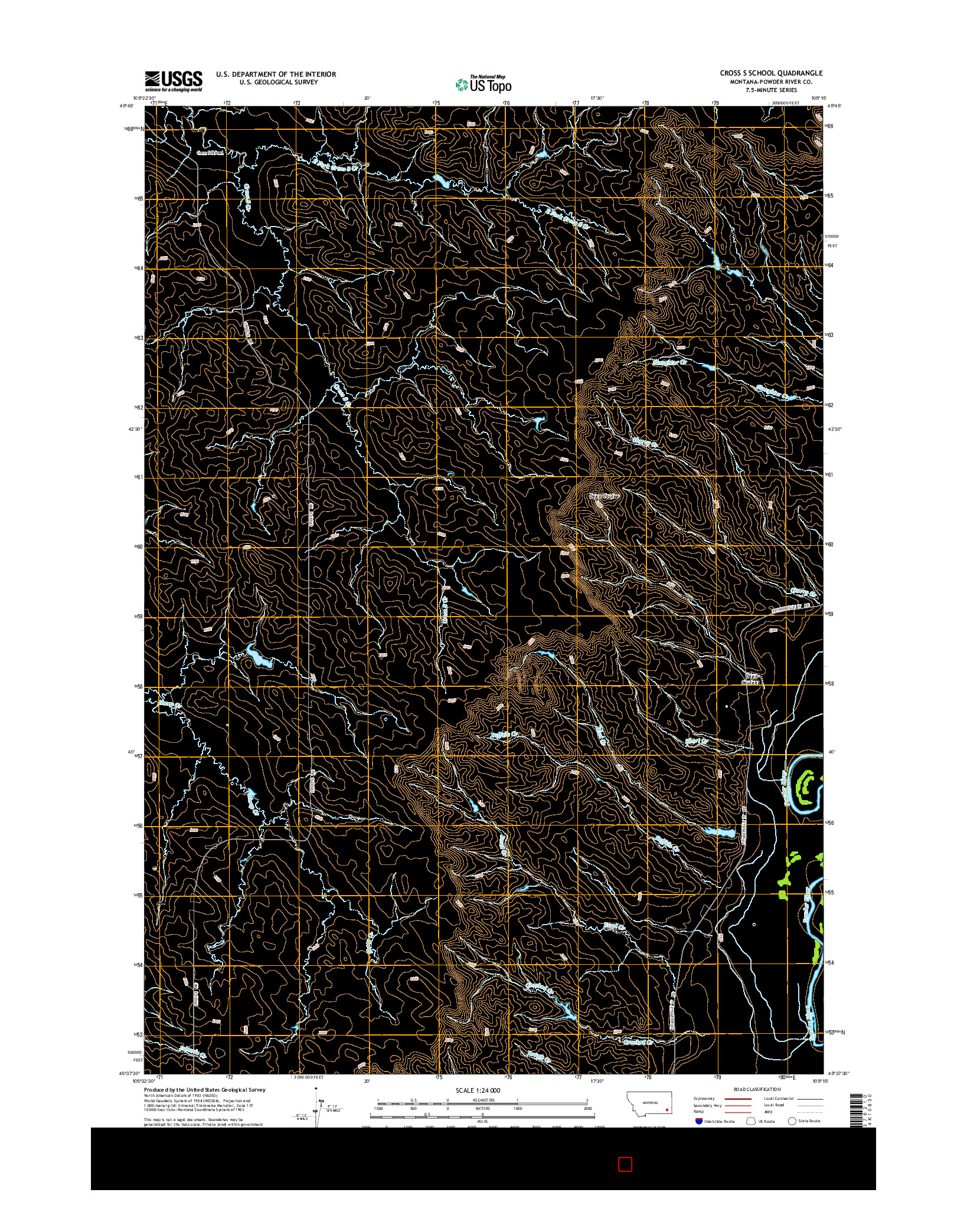 USGS US TOPO 7.5-MINUTE MAP FOR CROSS S SCHOOL, MT 2014