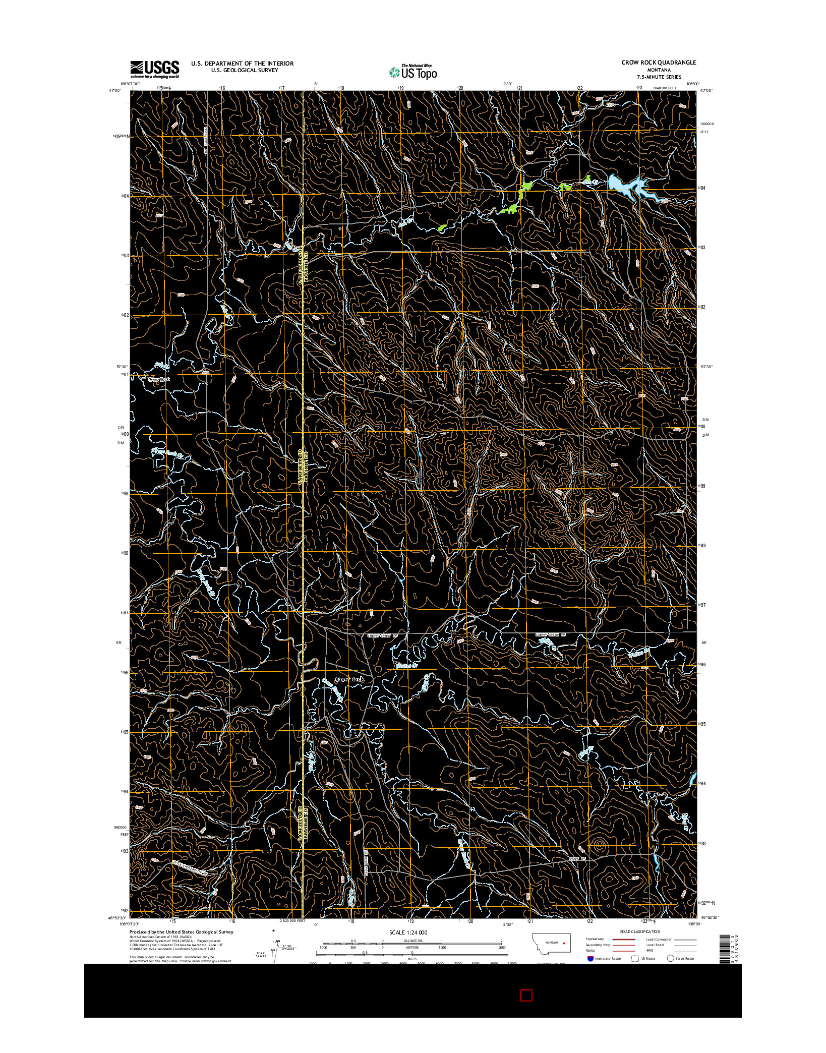 USGS US TOPO 7.5-MINUTE MAP FOR CROW ROCK, MT 2014
