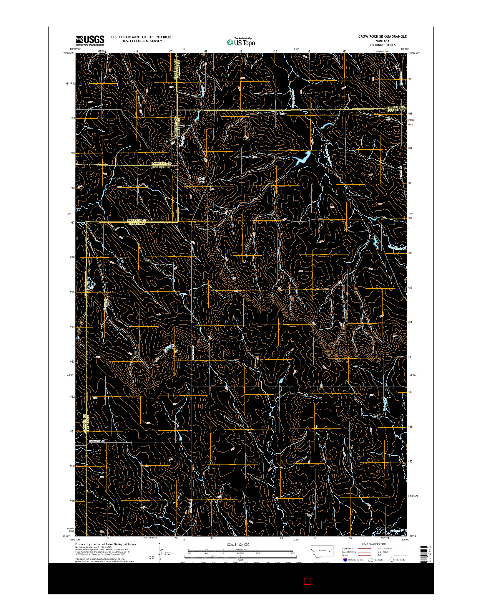 USGS US TOPO 7.5-MINUTE MAP FOR CROW ROCK SE, MT 2014