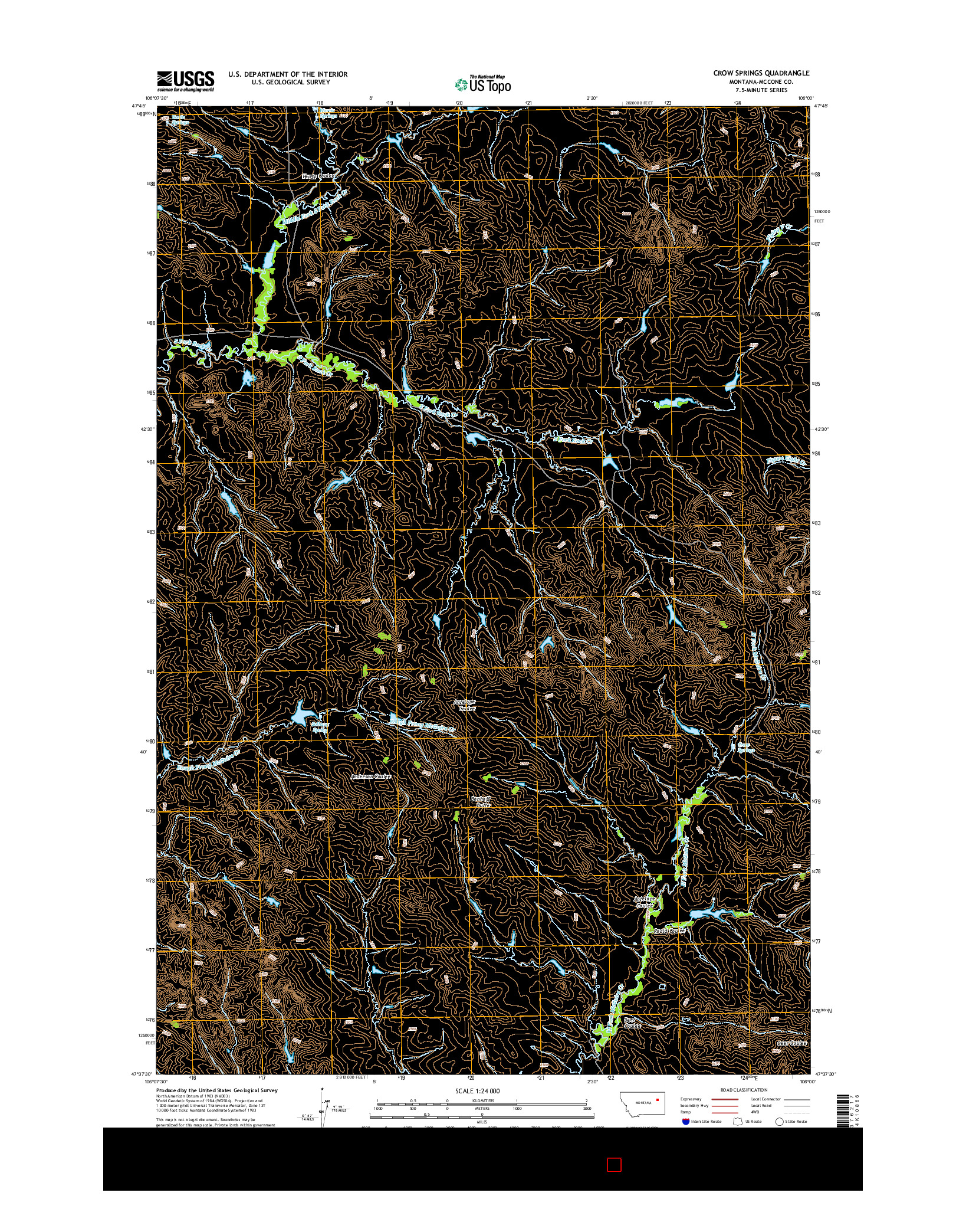 USGS US TOPO 7.5-MINUTE MAP FOR CROW SPRINGS, MT 2014