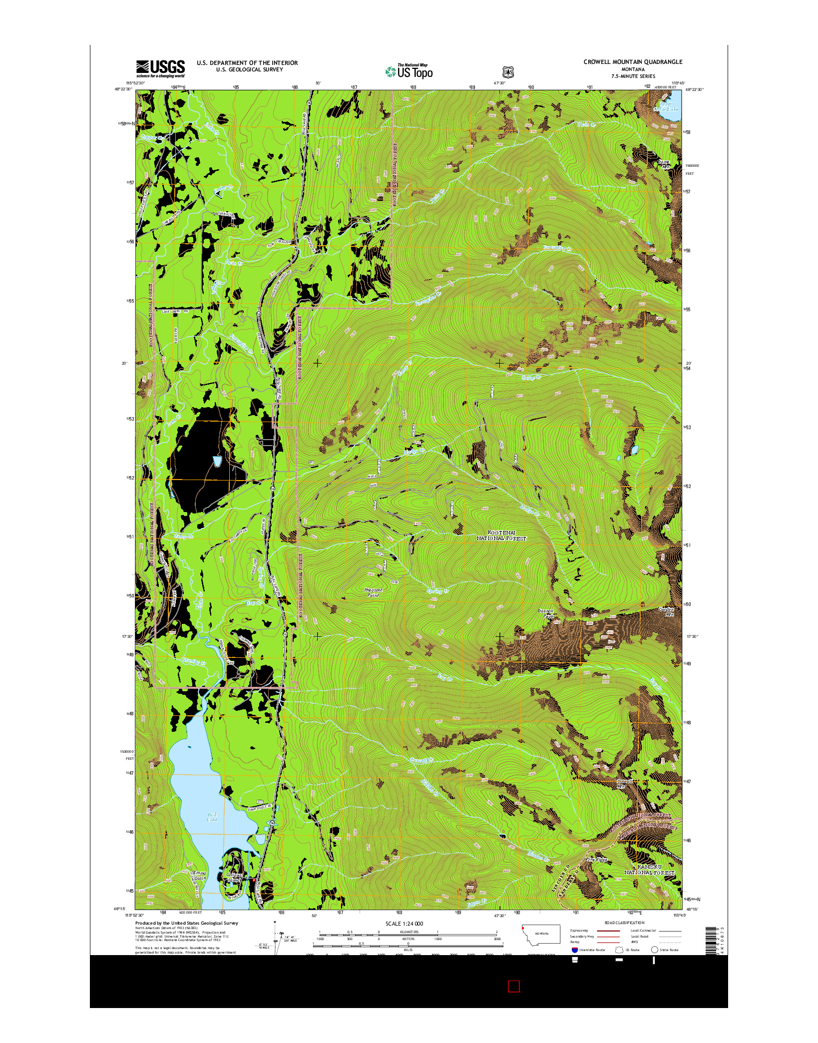 USGS US TOPO 7.5-MINUTE MAP FOR CROWELL MOUNTAIN, MT 2014