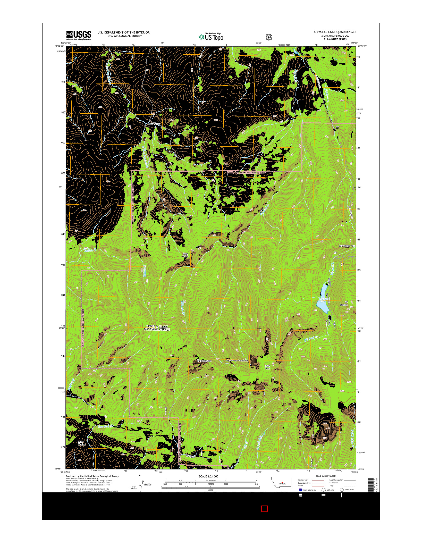 USGS US TOPO 7.5-MINUTE MAP FOR CRYSTAL LAKE, MT 2014