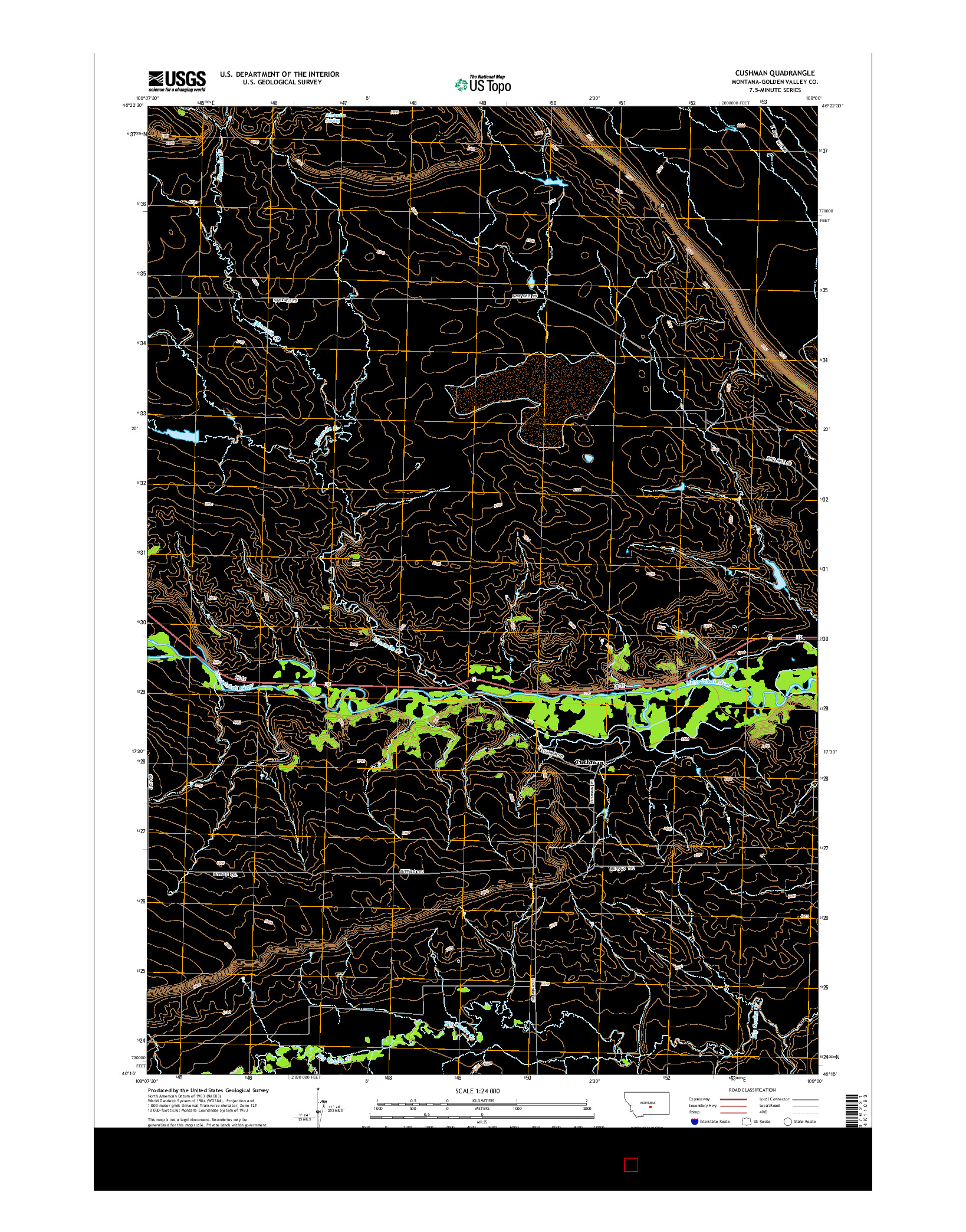 USGS US TOPO 7.5-MINUTE MAP FOR CUSHMAN, MT 2014